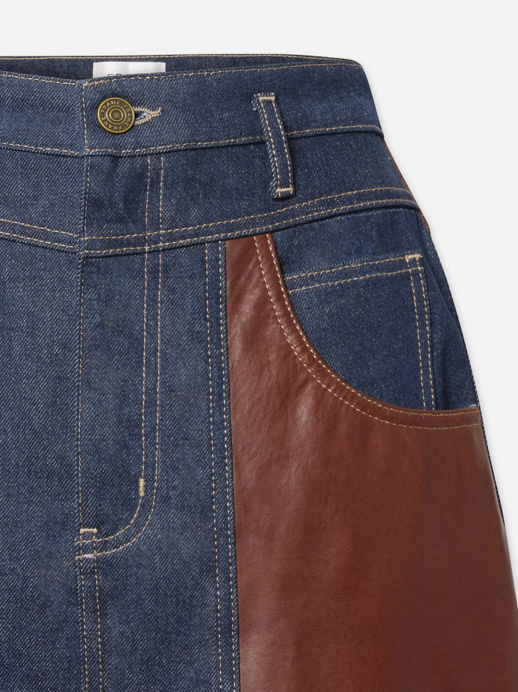 Skirts & Shorts*FRAME Atelier Denim And Leather Skirt in Arlow