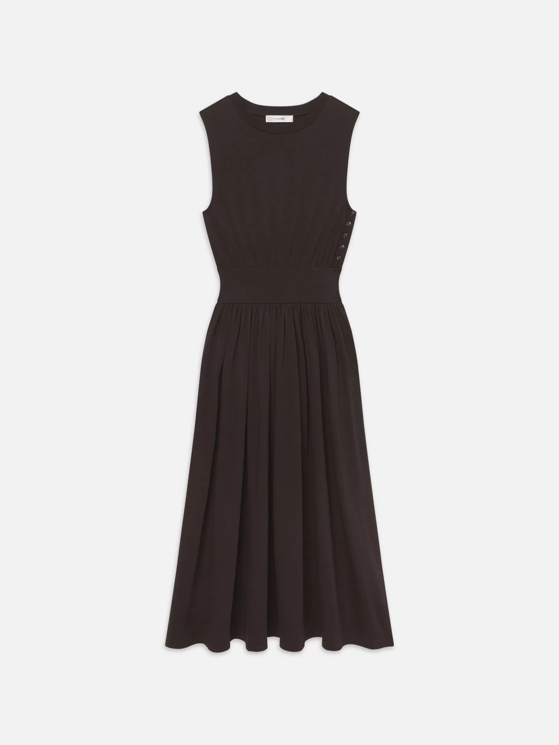 Dresses & Jumpsuits*FRAME Banded Jersey Button Dress in Chocolate Brown Chocolatebrown