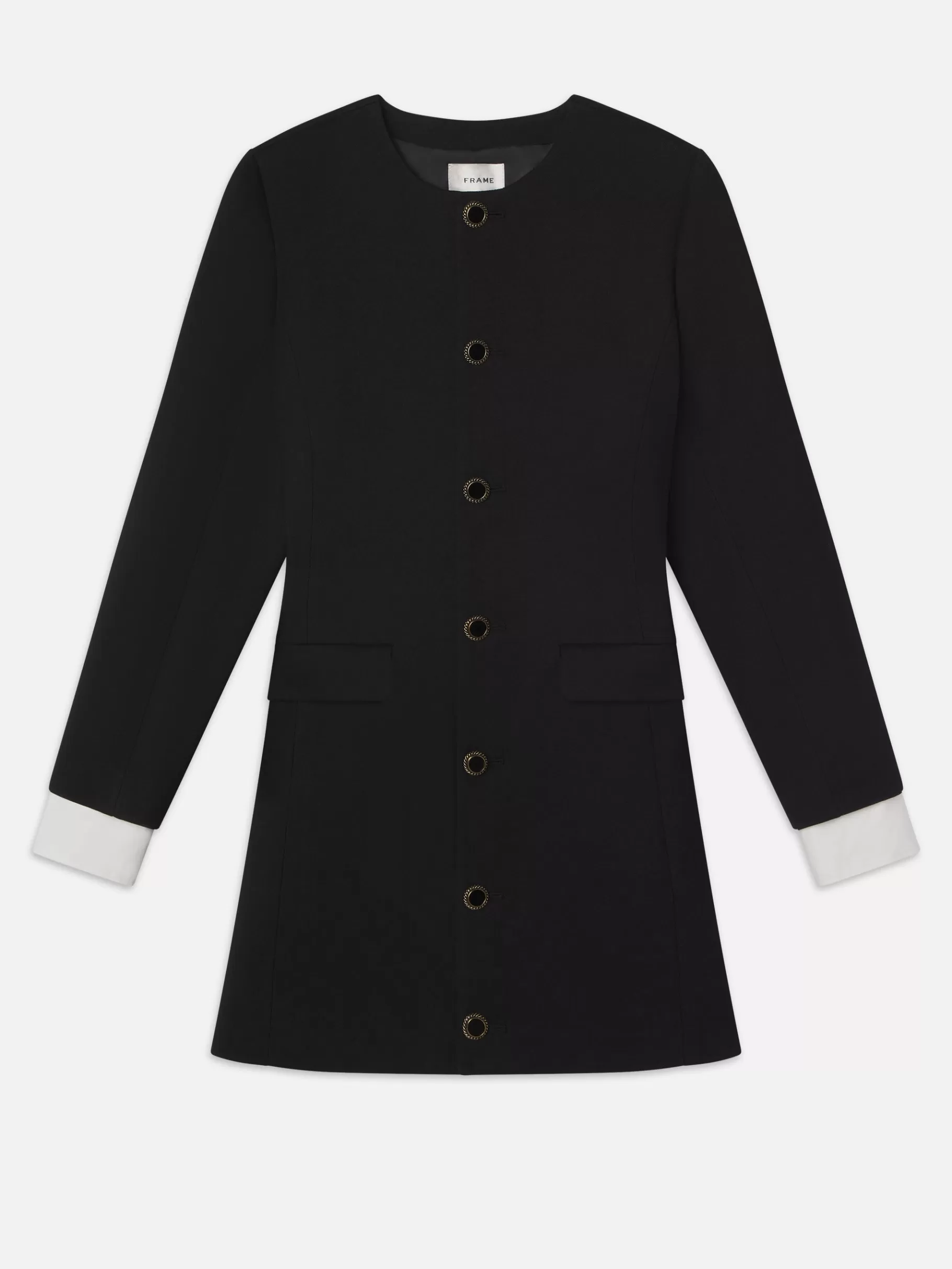 Dresses & Jumpsuits*FRAME Button Front Suiting Dress in Black