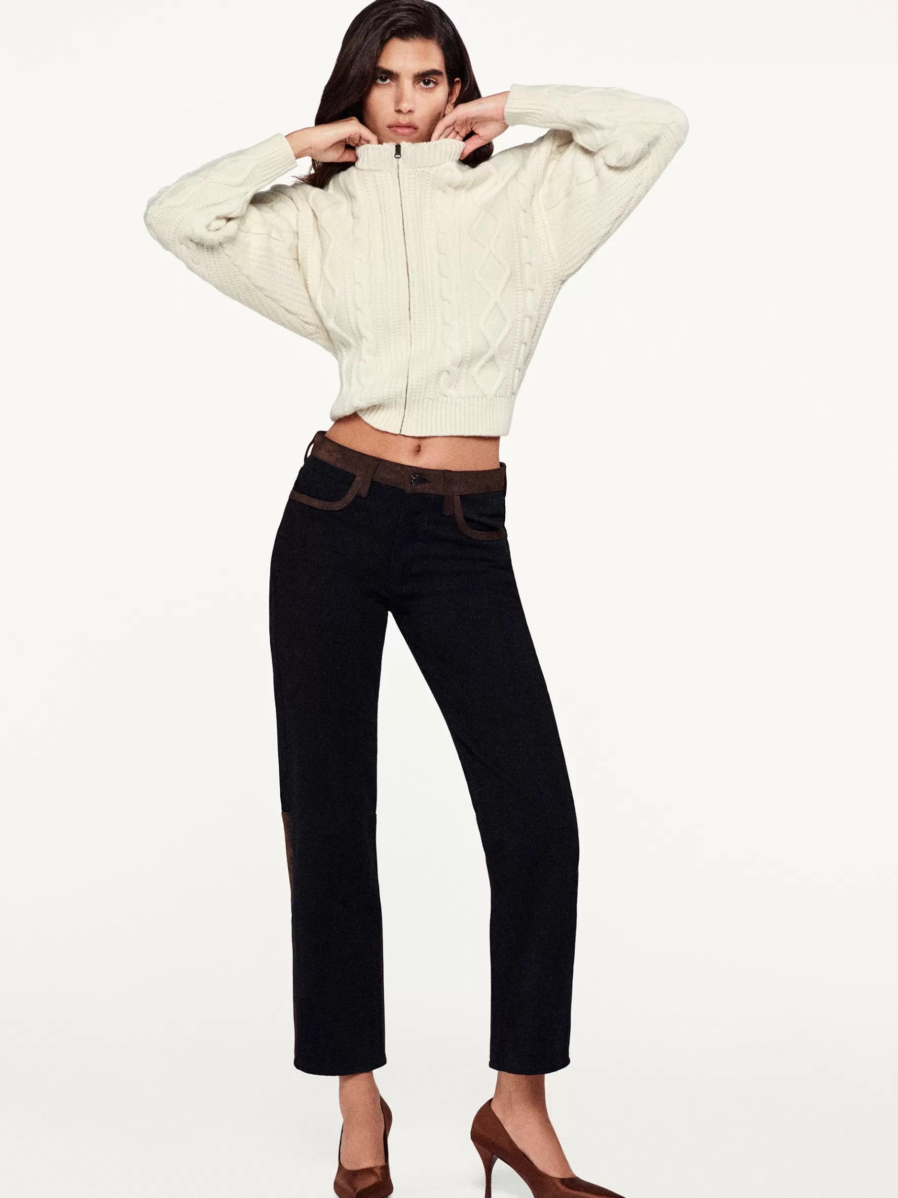 Sweaters*FRAME Cable Cardi in Cream