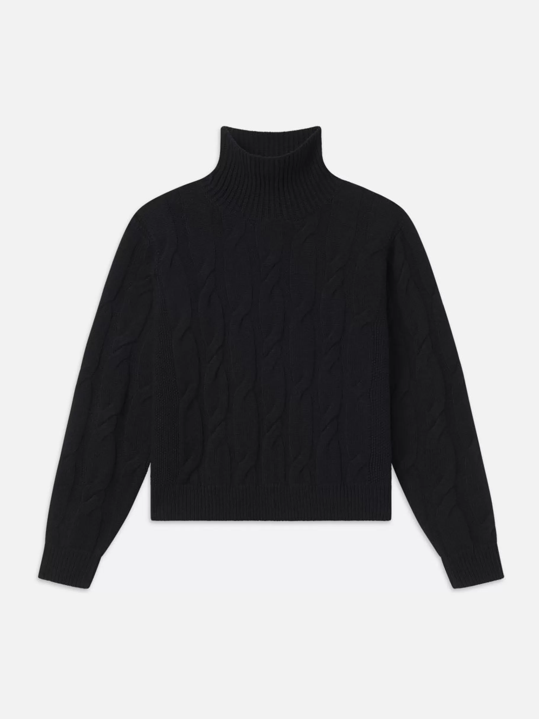 Sweaters*FRAME Cable Knit Turtleneck in Black