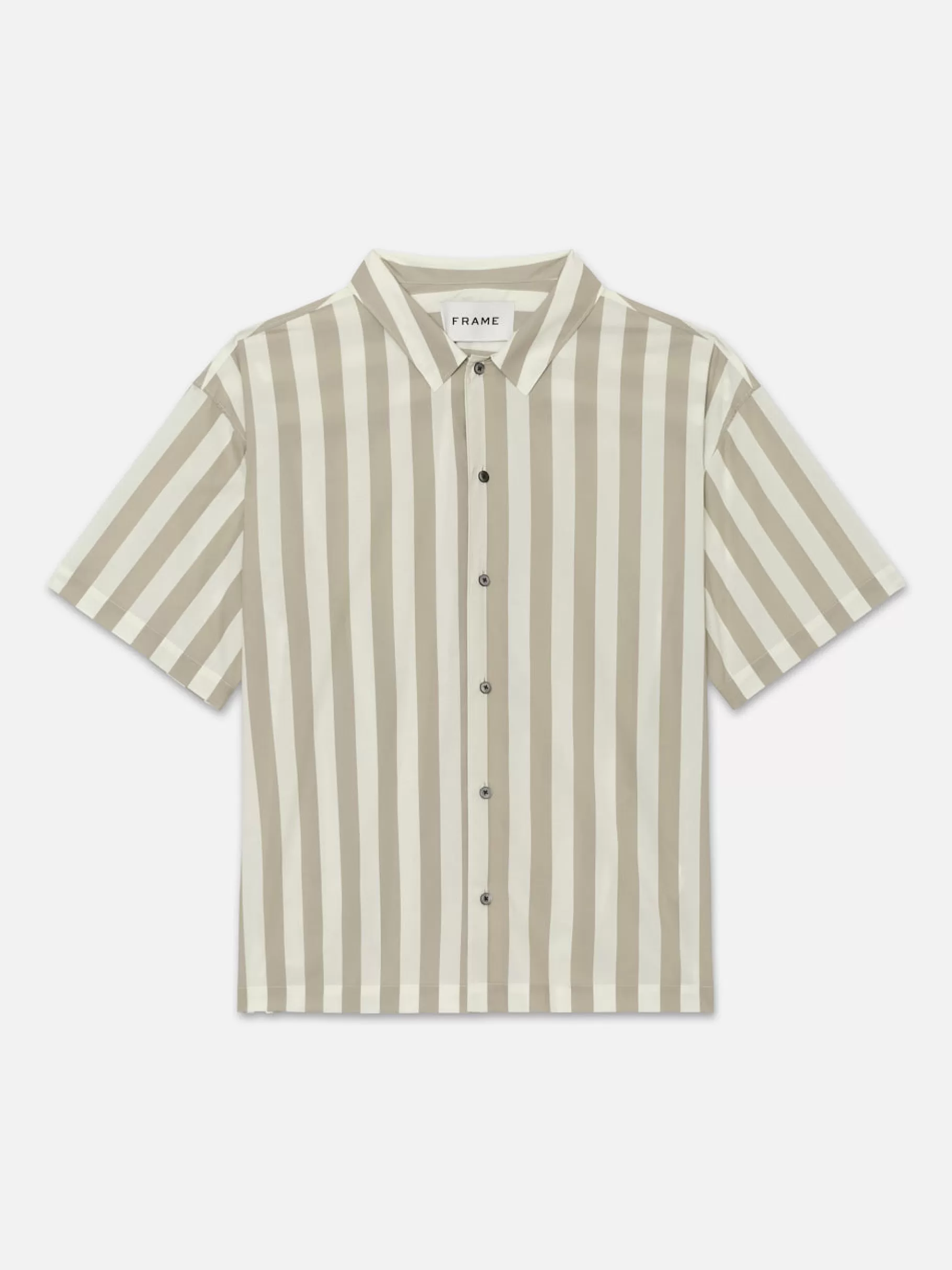 Shirts*FRAME Camp Collar Shirt in Smoke Beige Stripe Smokebeigestripe