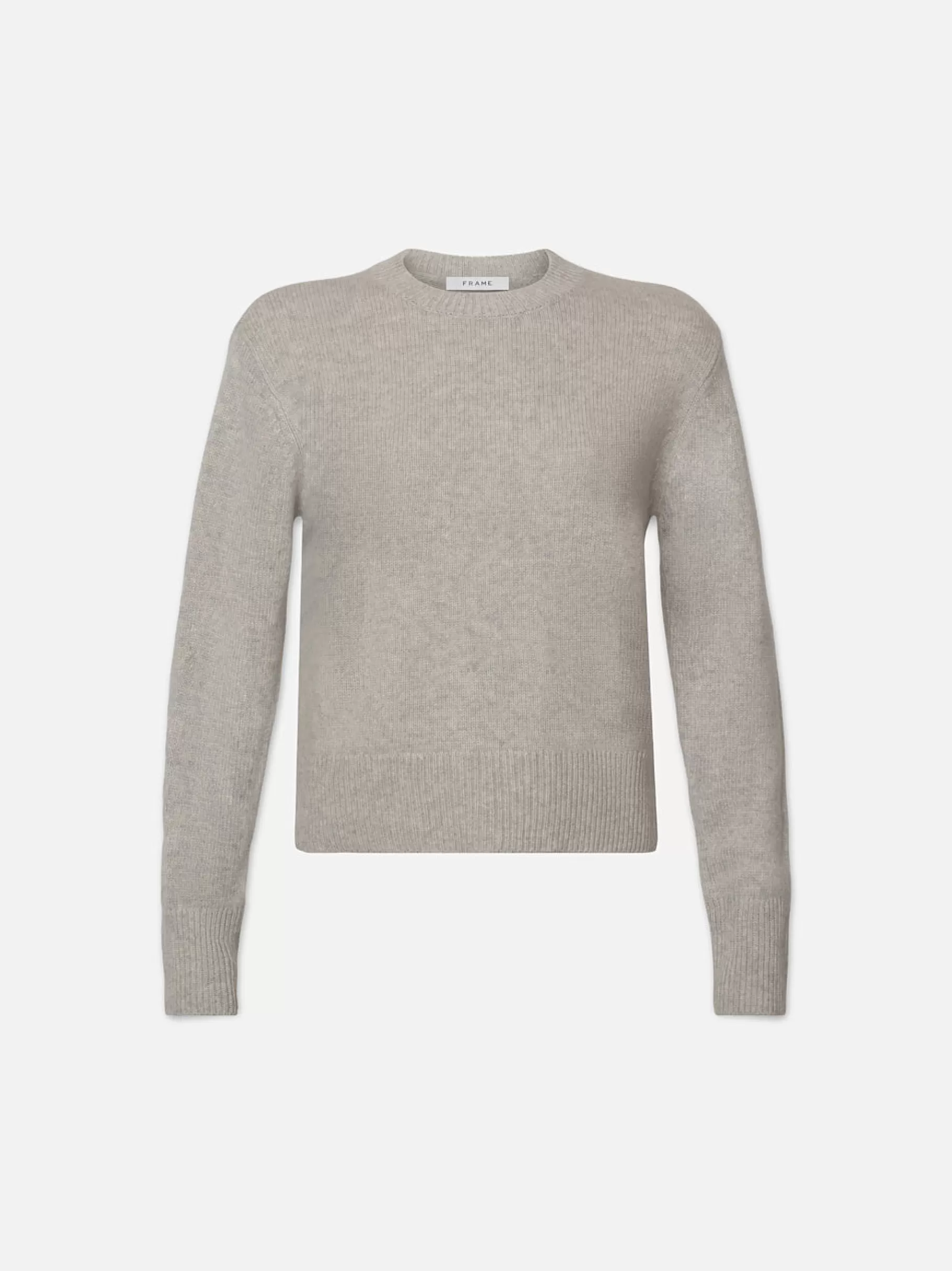 Sweaters*FRAME Cashmere Clean Crew in Light Heather Grey Lightheathergrey