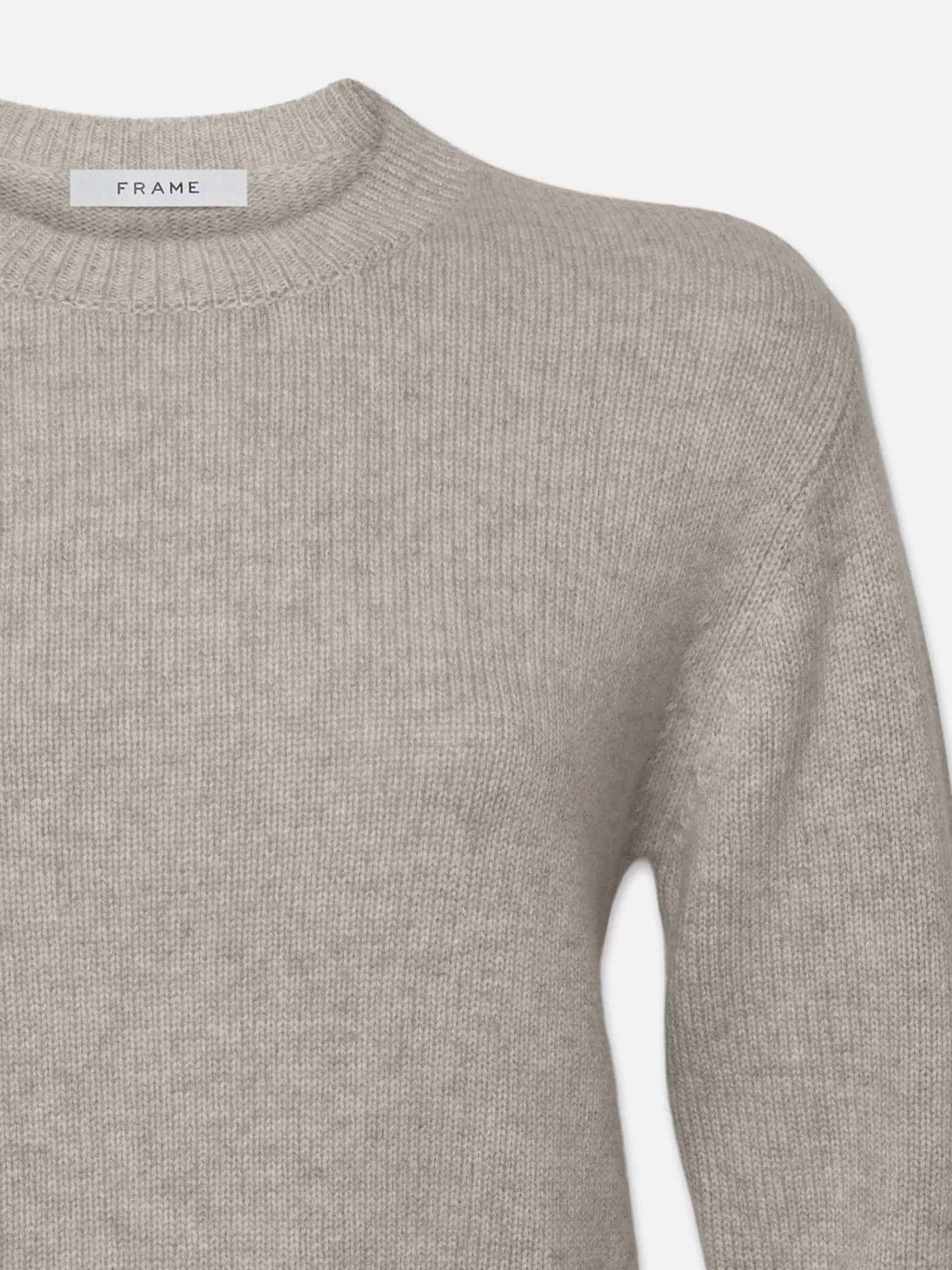 Sweaters*FRAME Cashmere Clean Crew in Light Heather Grey Lightheathergrey