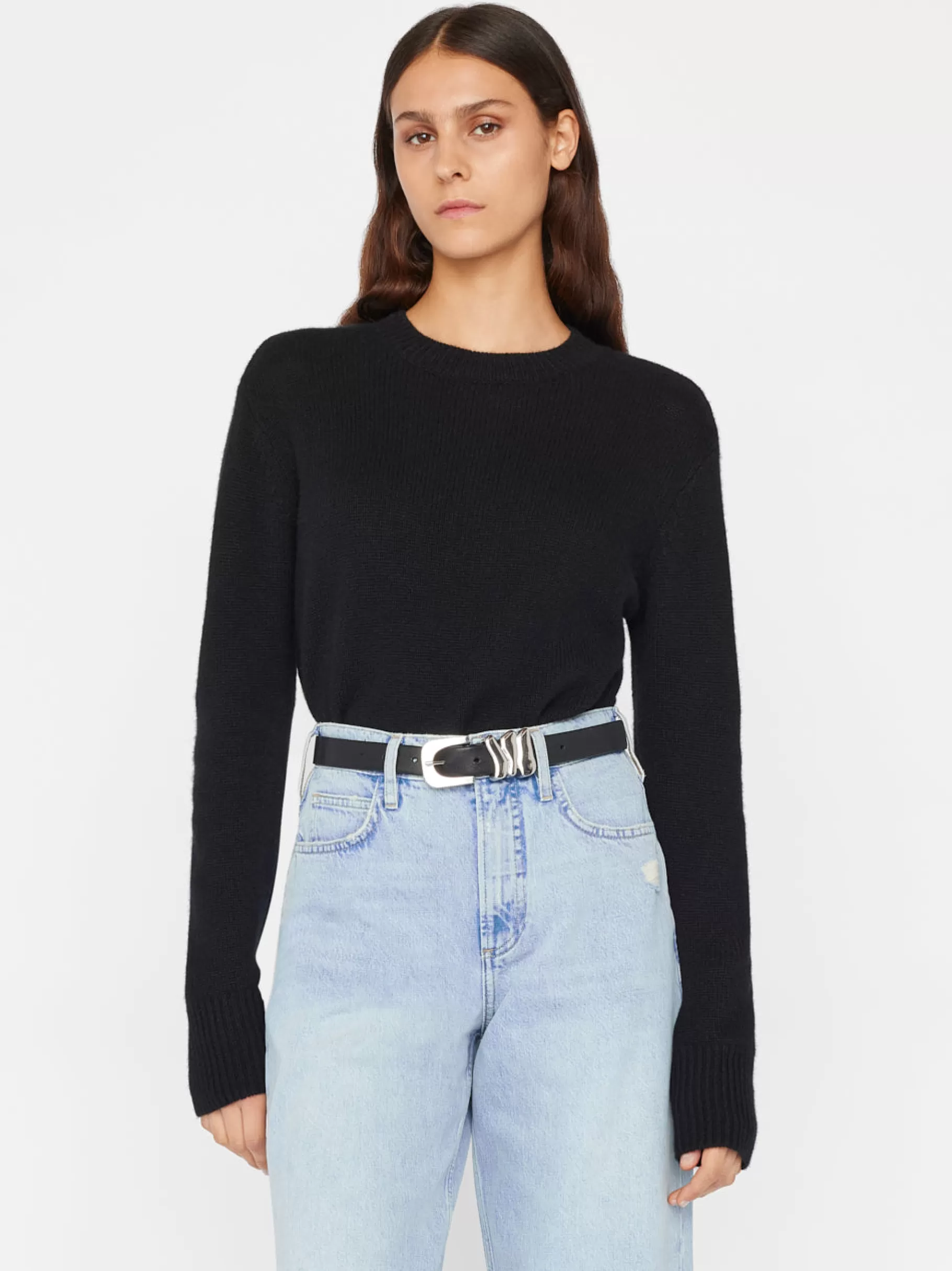 Sweaters*FRAME Cashmere Clean Crew in Noir