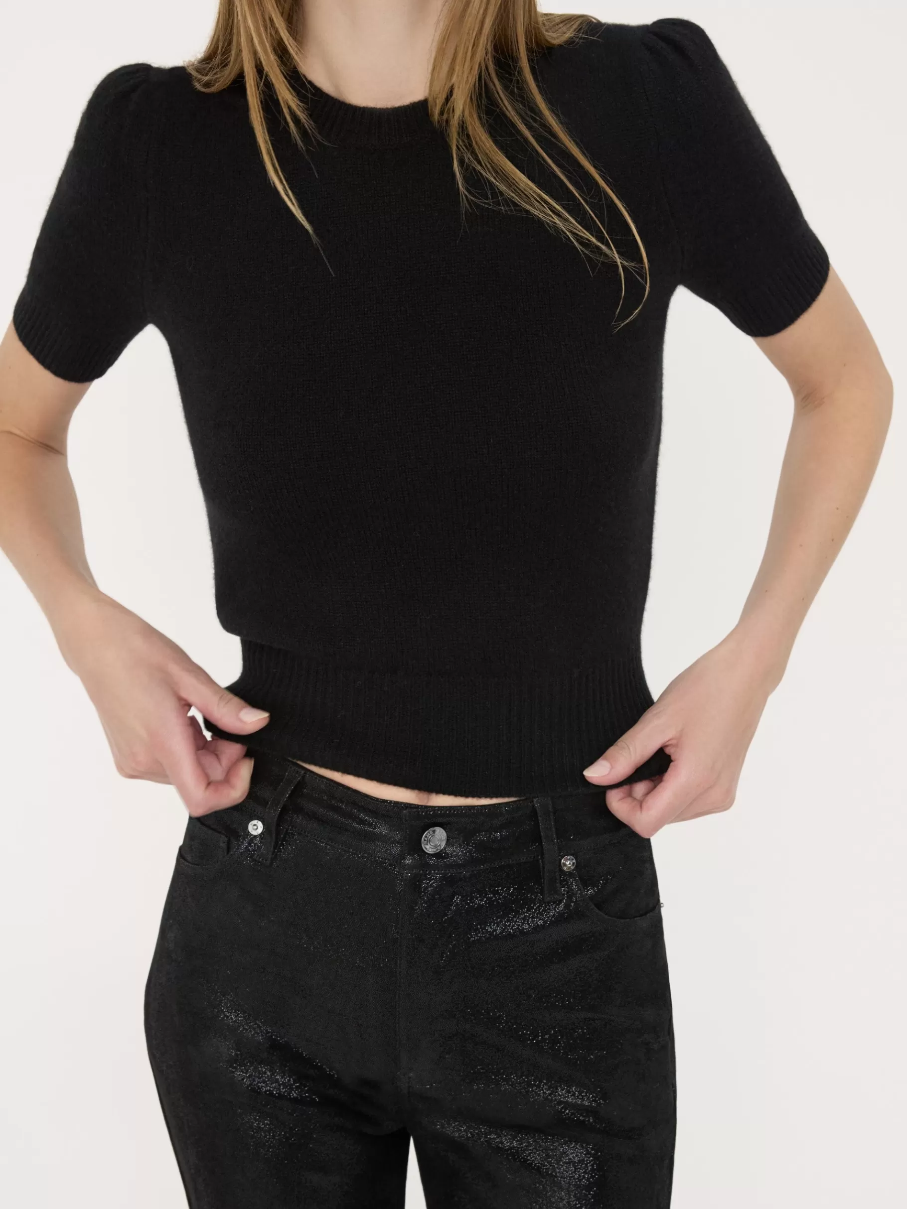 Sweaters*FRAME Cashmere Gathered Sweater in Noir