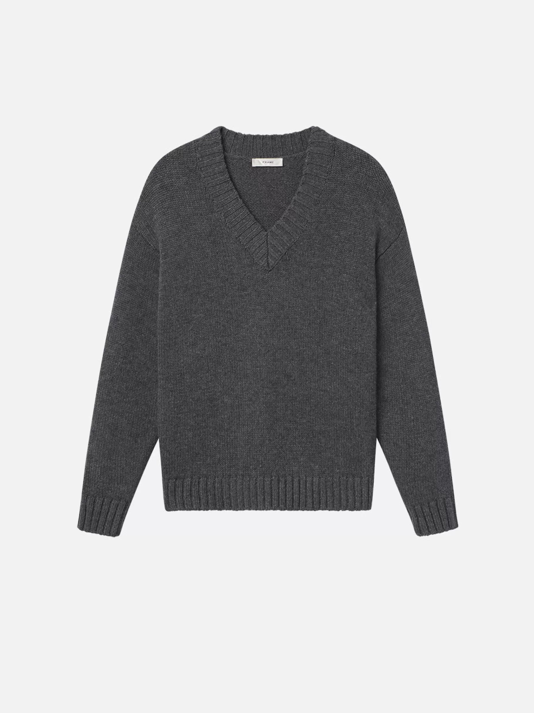 Sweaters*FRAME Chunky V-Neck Sweater in Charcoal Heather Charcoalheather