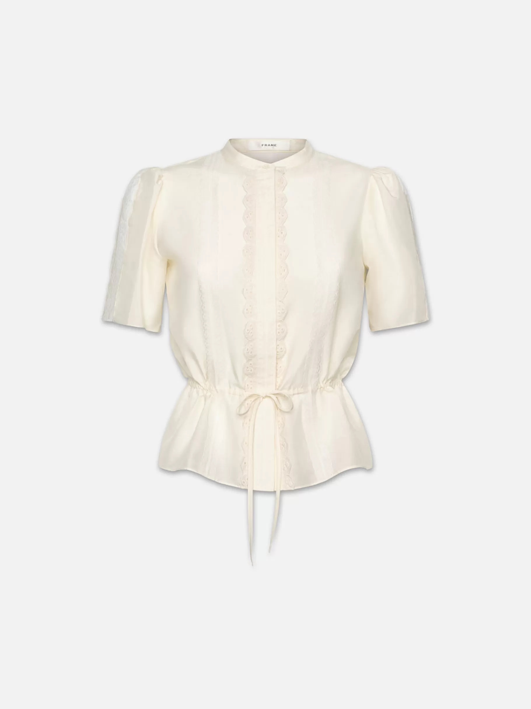 Tops & Blouses*FRAME Cinched Lace Trim Blouse in Cream