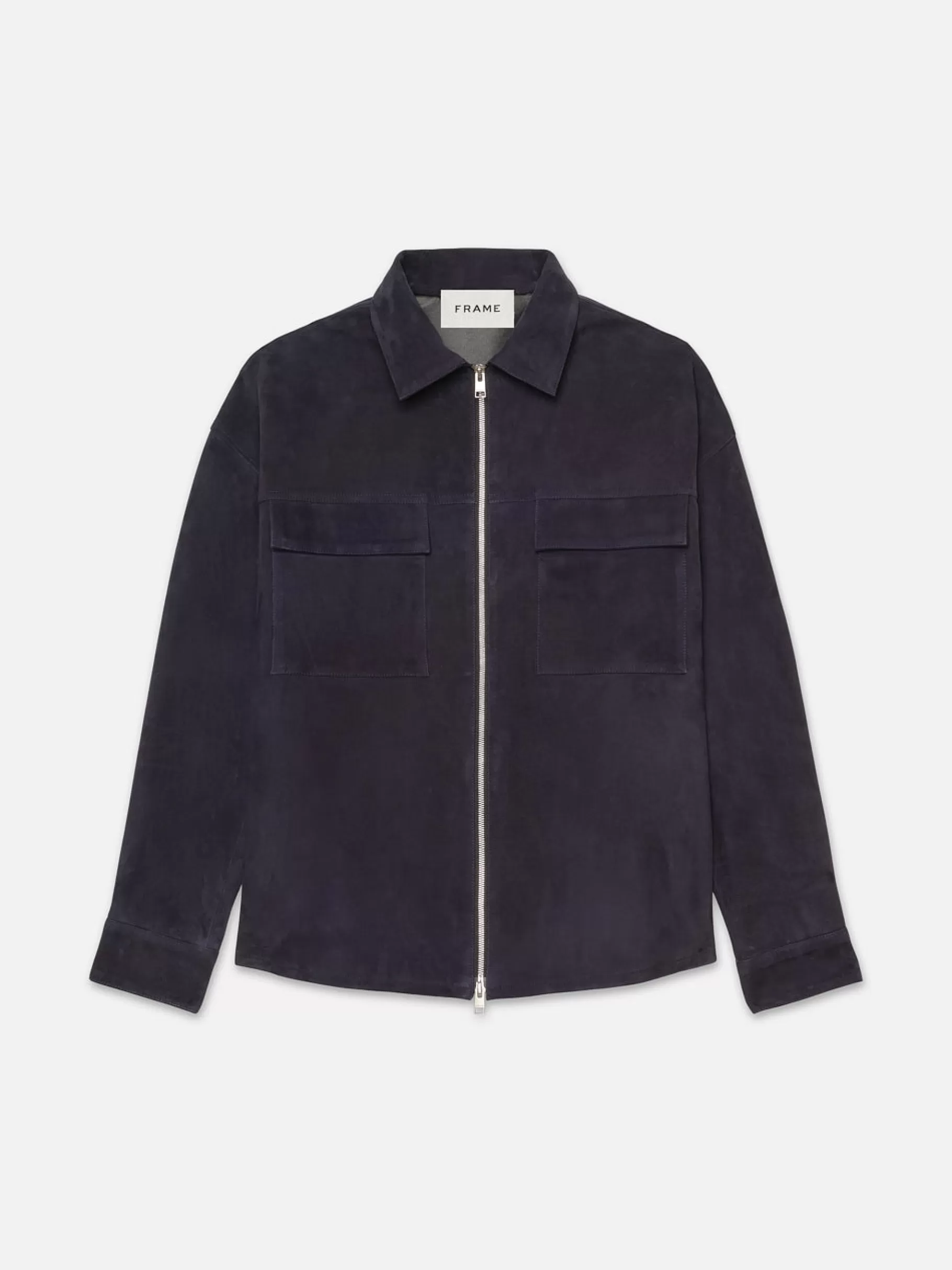 Leather & Suede*FRAME Clean Suede Zip Shirt in Dark Navy Darknavy