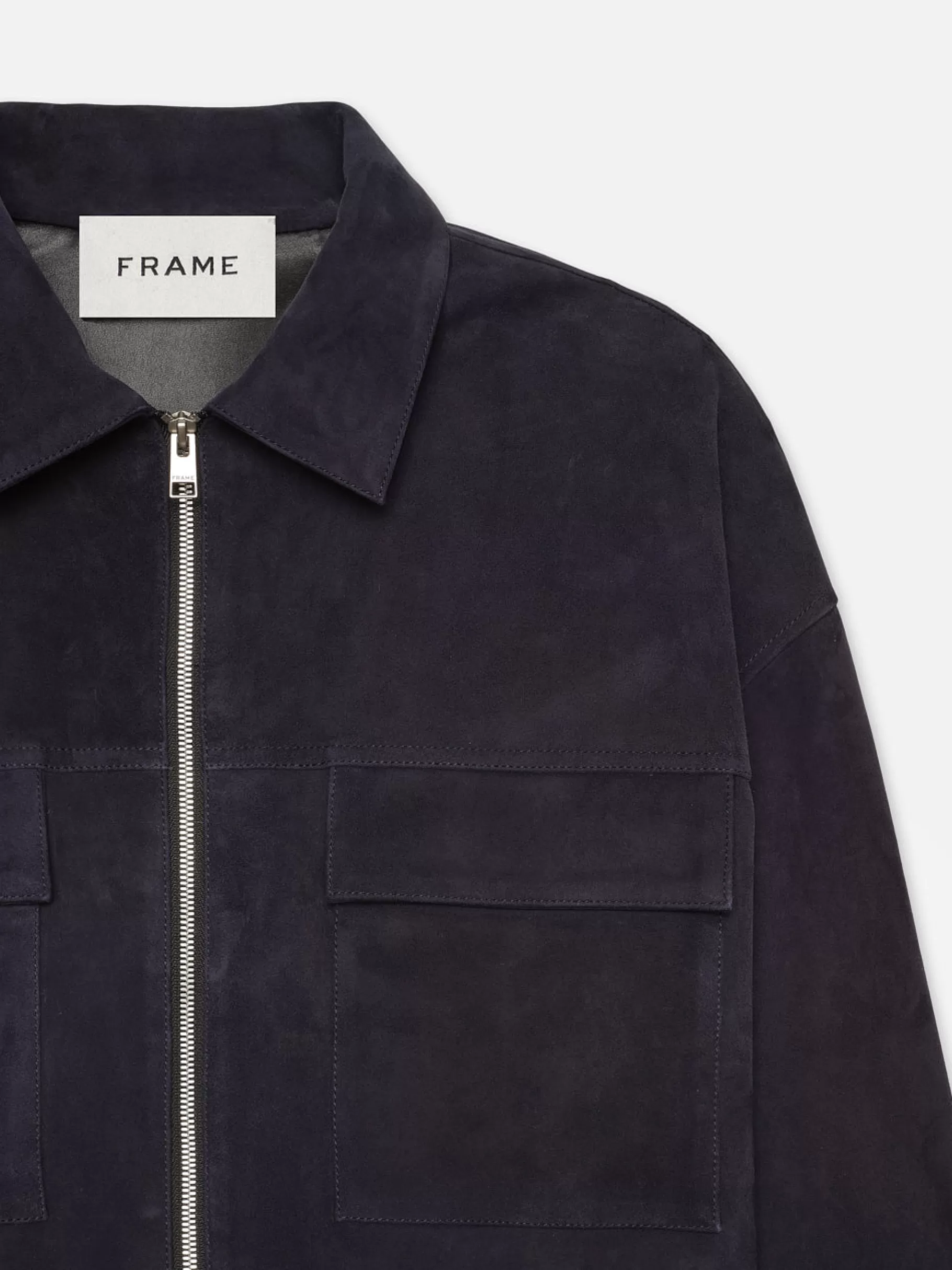 Leather & Suede*FRAME Clean Suede Zip Shirt in Dark Navy Darknavy