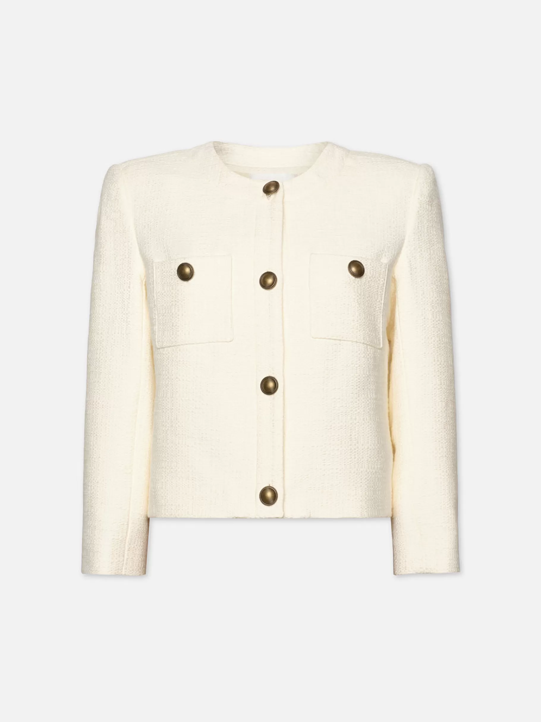 Jackets & Coats*FRAME Collarless Button Front Jacket in Cream