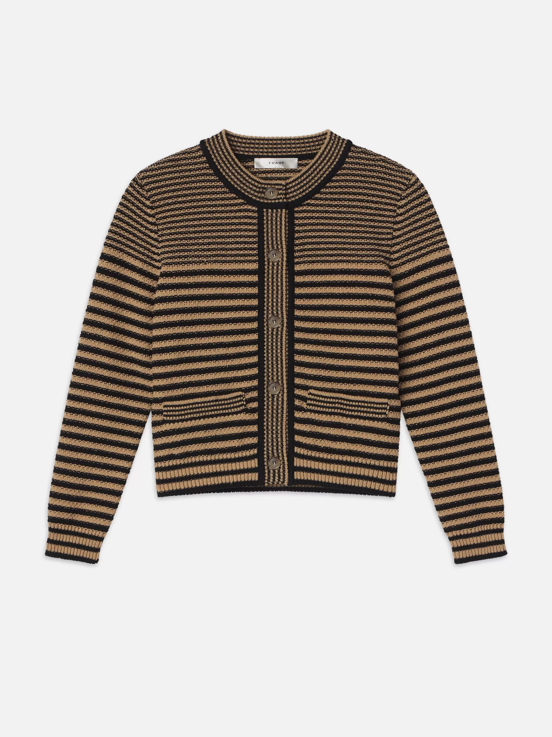 Sweaters*FRAME Compact Stripe Cardi in Tan Multi Tanmulti