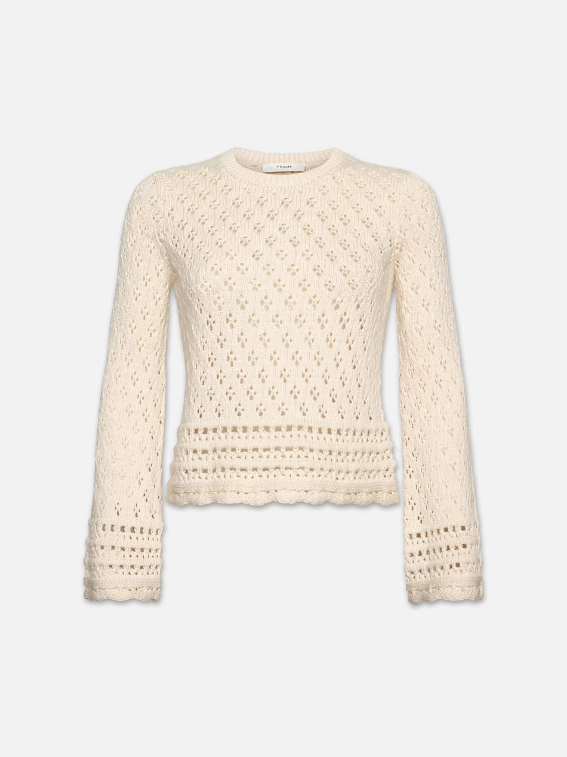 Sweaters*FRAME Crochet Knit Top in Ecru