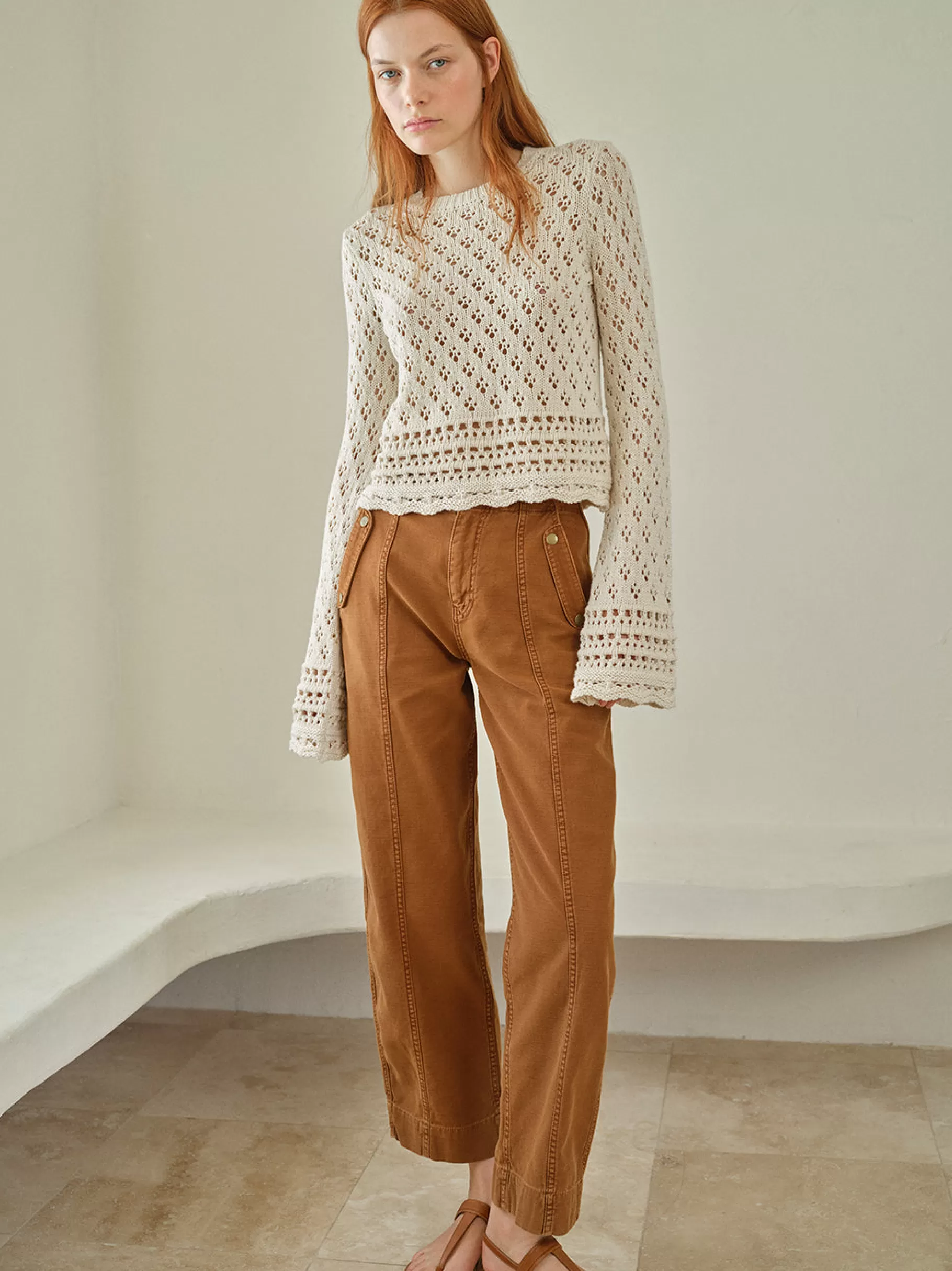 Sweaters*FRAME Crochet Knit Top in Ecru