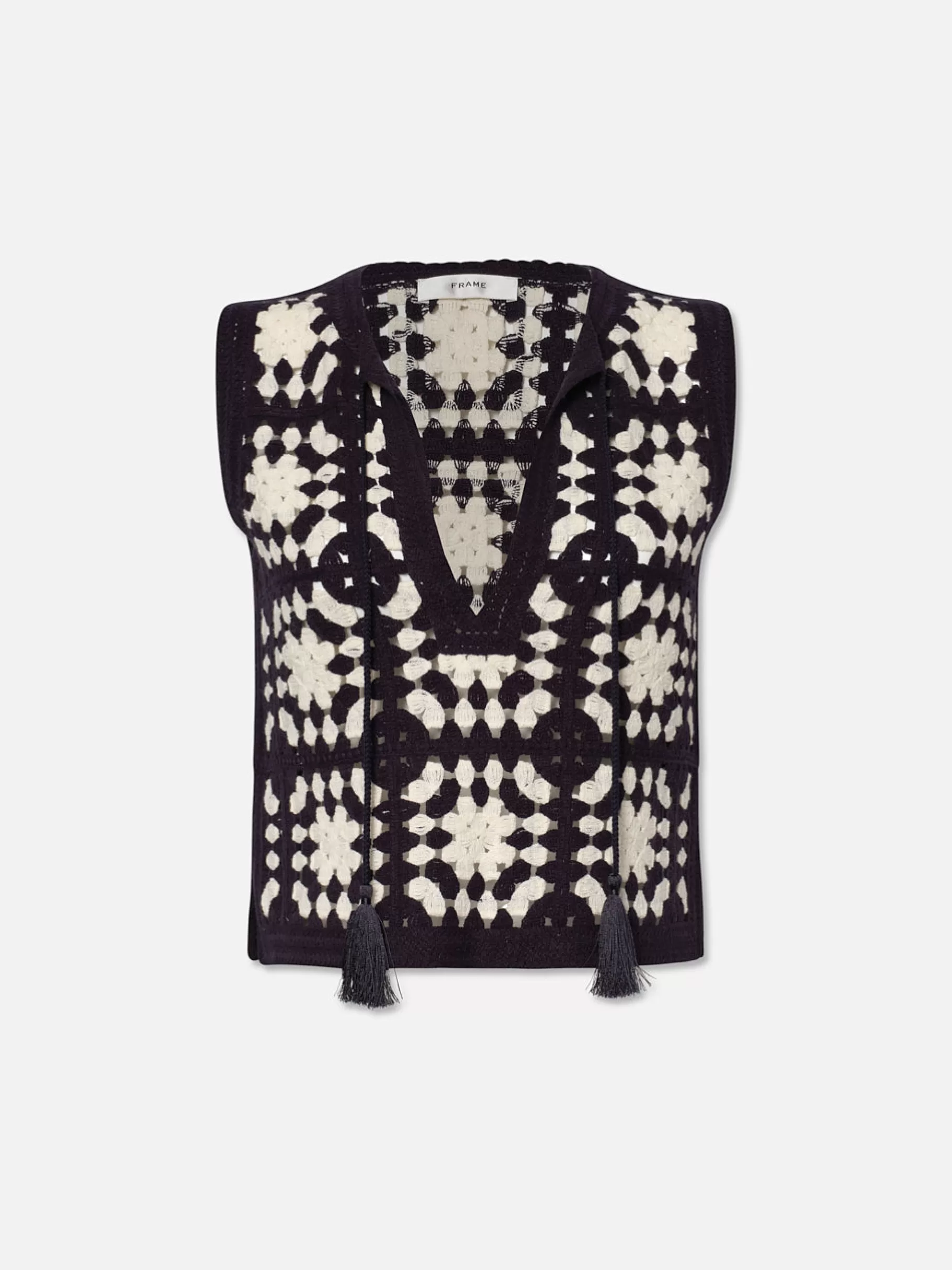 Tops & Blouses*FRAME Crochet Tassel Popover in Navy Multi Navymulti