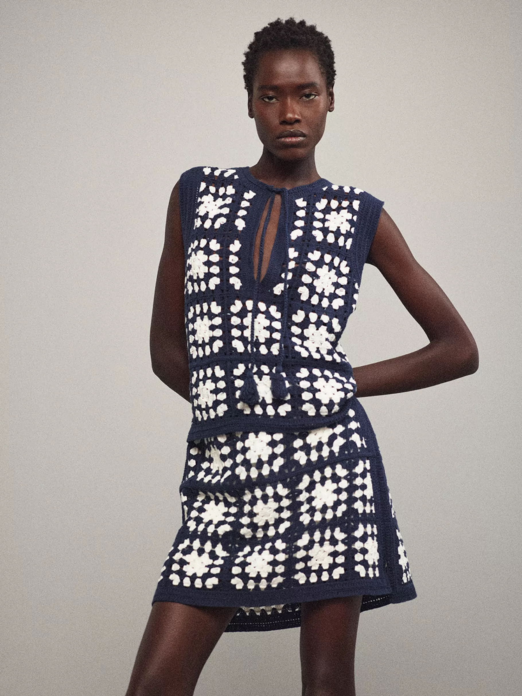 Tops & Blouses*FRAME Crochet Tassel Popover in Navy Multi Navymulti