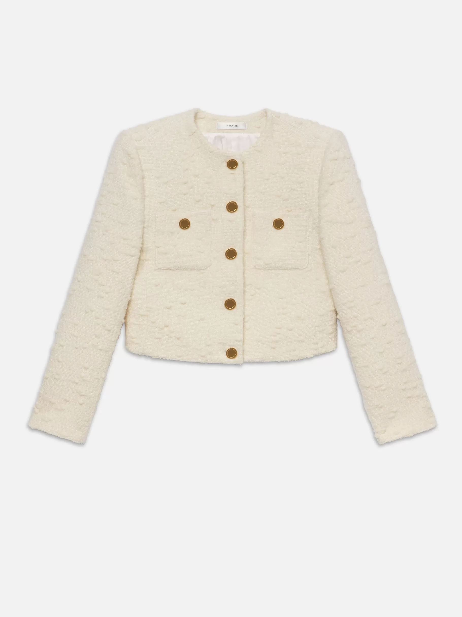 Jackets & Coats*FRAME Cropped Button Front Jacket in Ecru