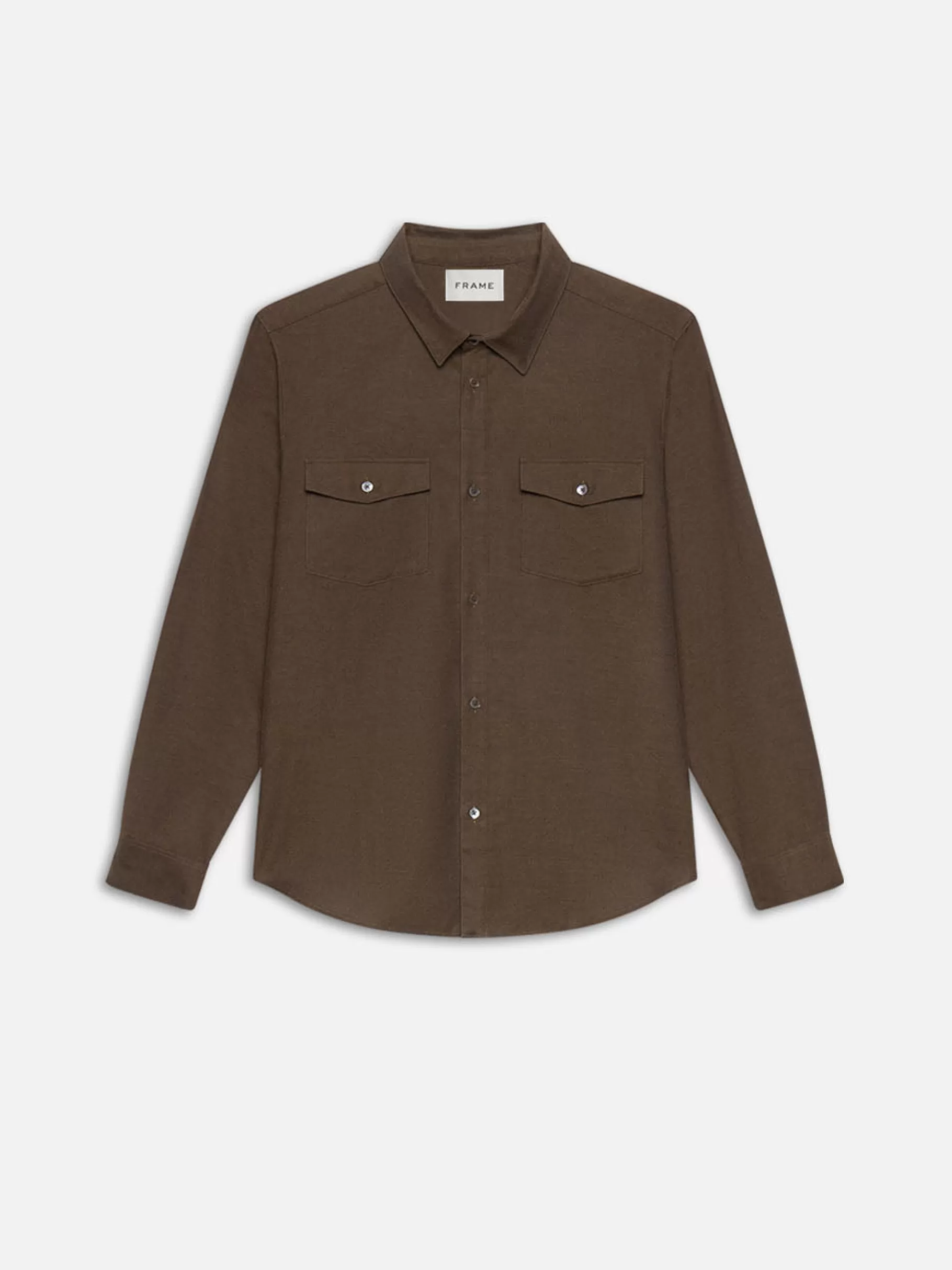 Shirts*FRAME Double Pocket Wool Blend Shirt in Soft Mocha Softmocha
