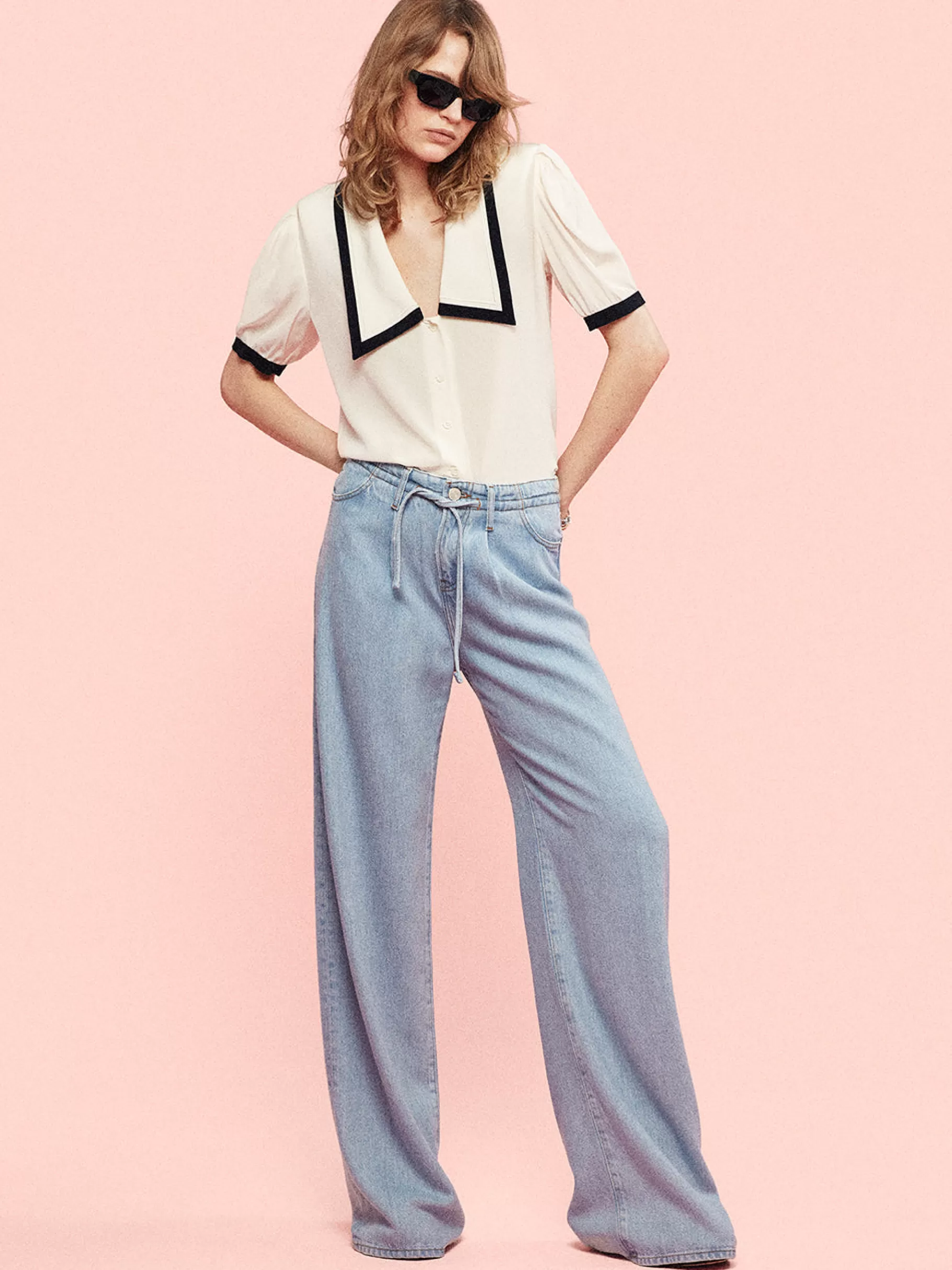 Wide Leg*FRAME Drawstring Wide Leg in Calabria