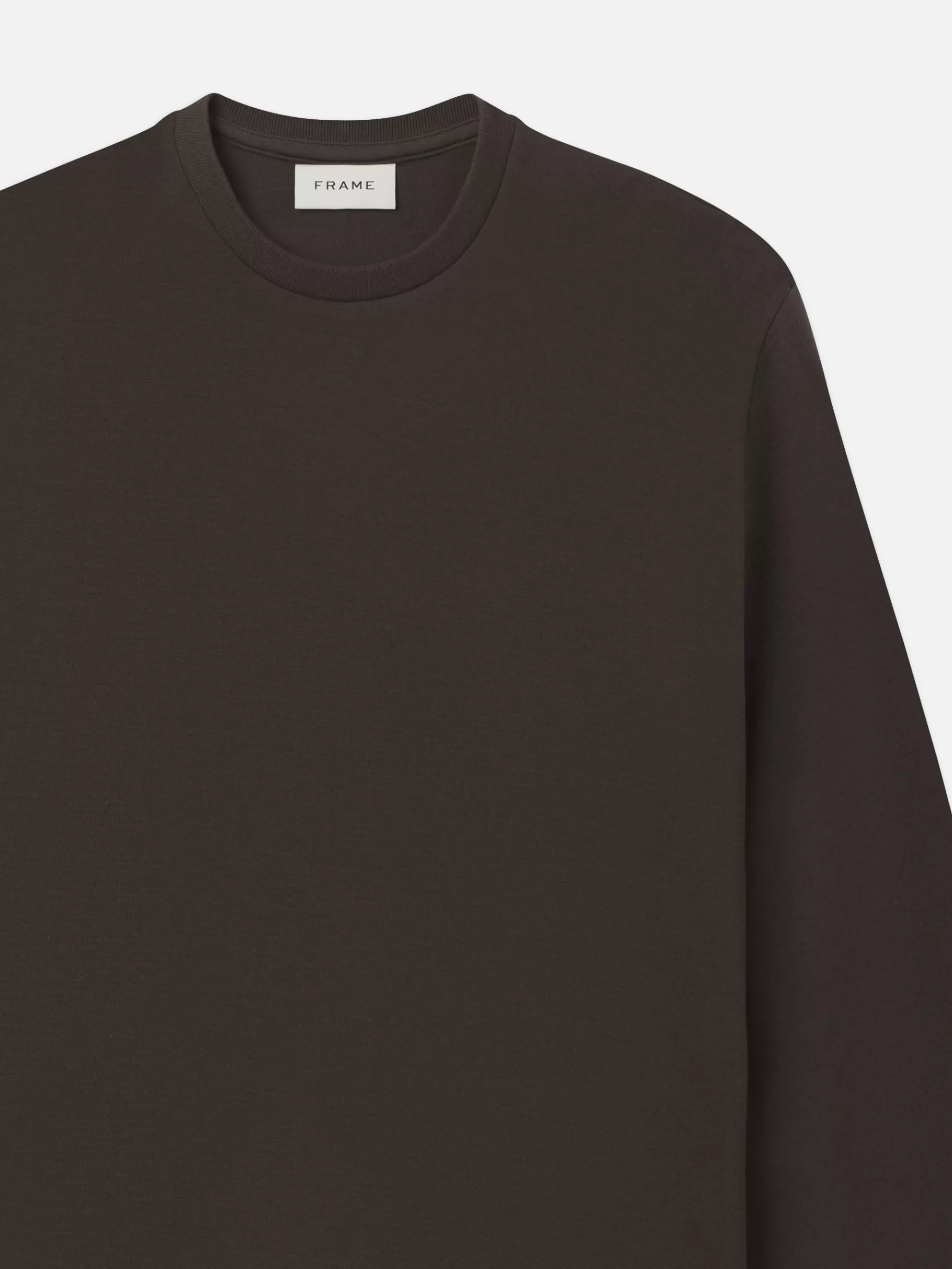Tees & Polos*FRAME Duo Fold Long Sleeve Crew in Dark Taupe Darktaupe
