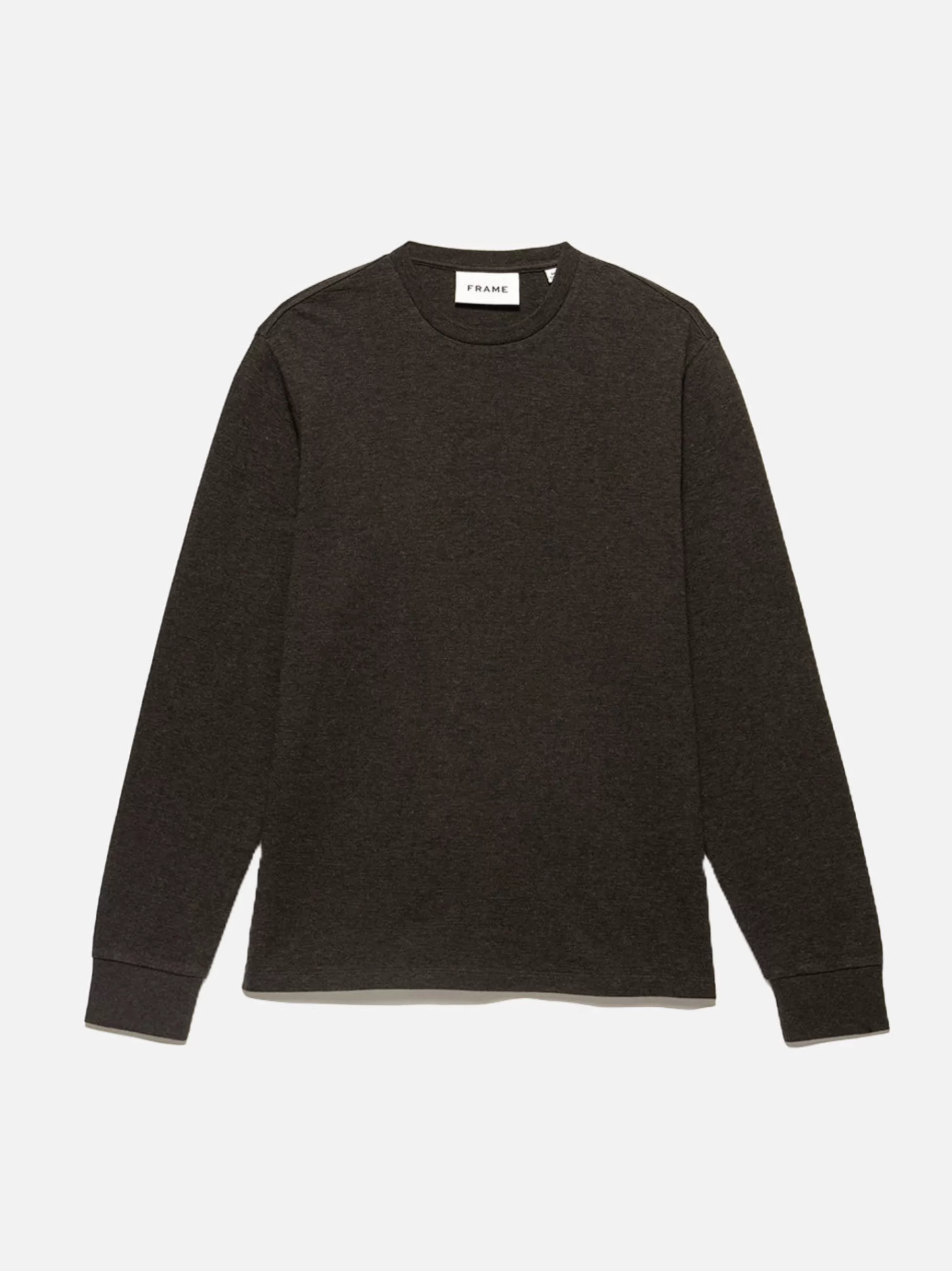 Tees & Polos*FRAME Duo Fold Long Sleeve Crew in Heather Espresso Heatherespresso