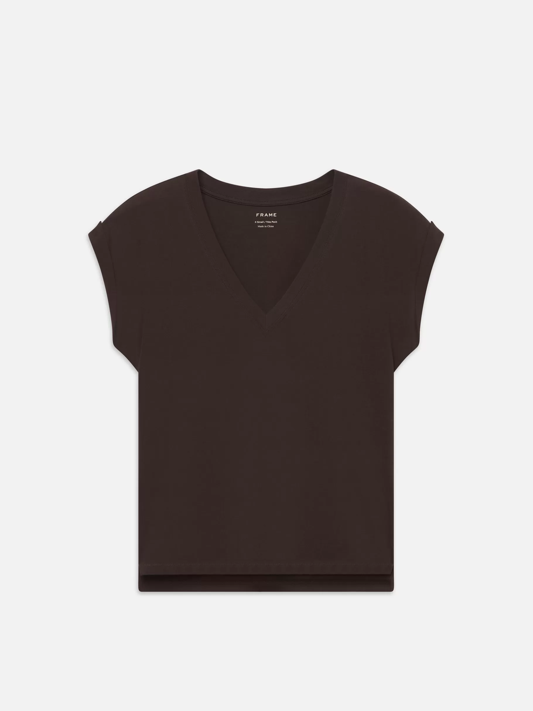 Tanks & Tees*FRAME Easy V-Neck Tee in Chocolate Brown Chocolatebrown