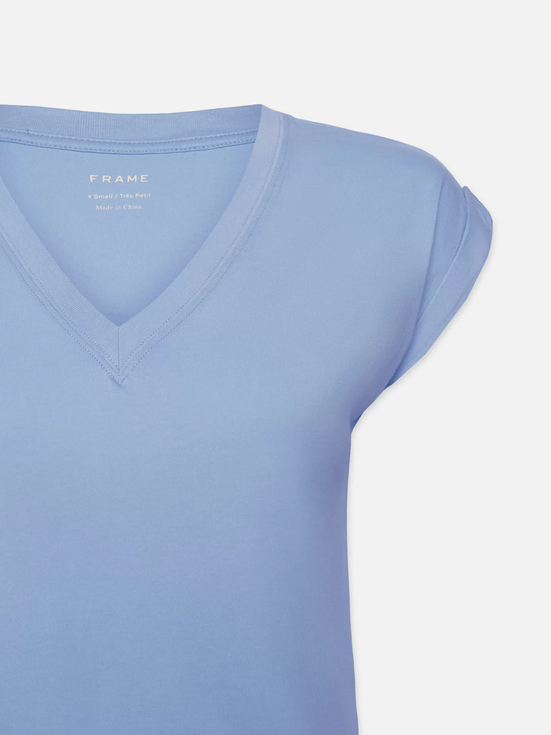 Tanks & Tees*FRAME Easy V-Neck Tee in Light Blue Lightblue