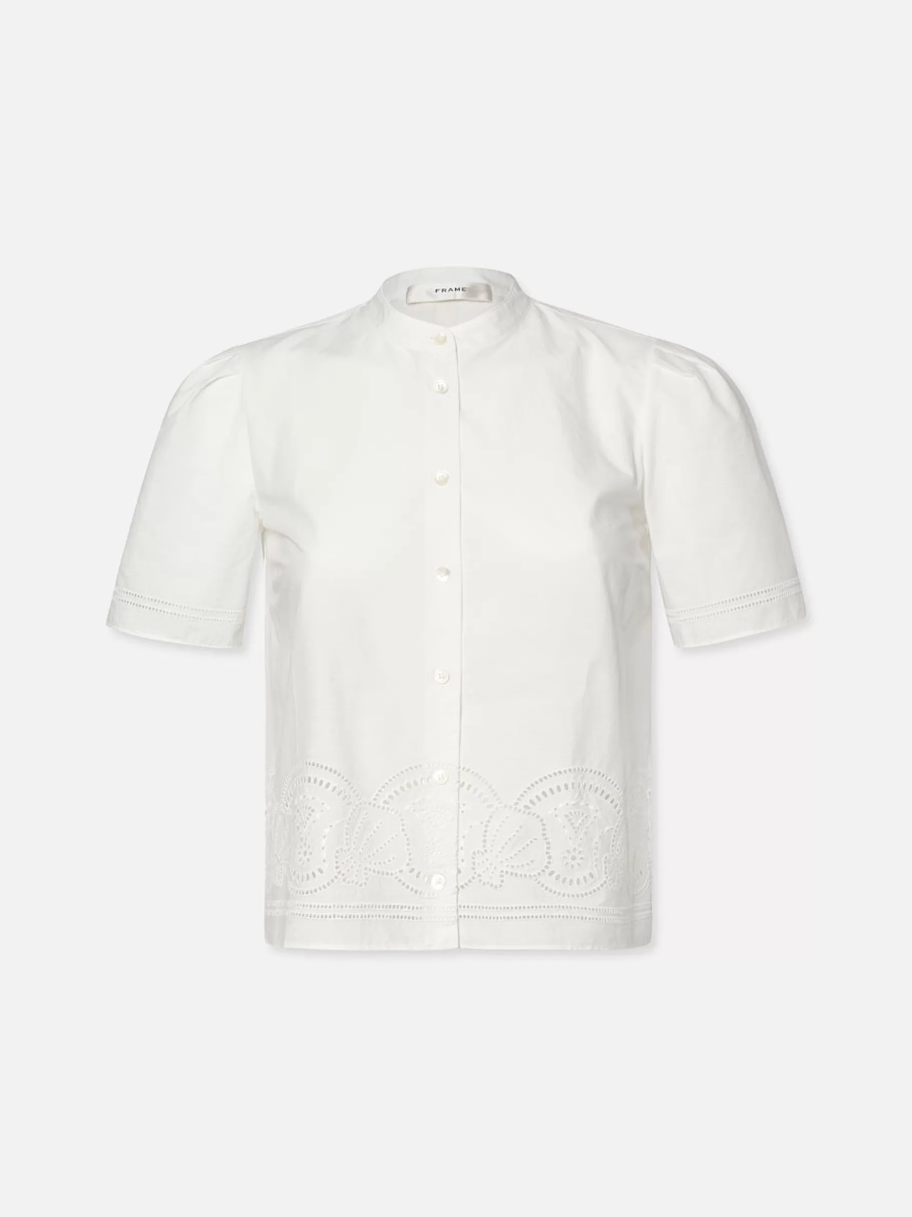 Tops & Blouses*FRAME Embroidered Short Sleeve Shirt in White