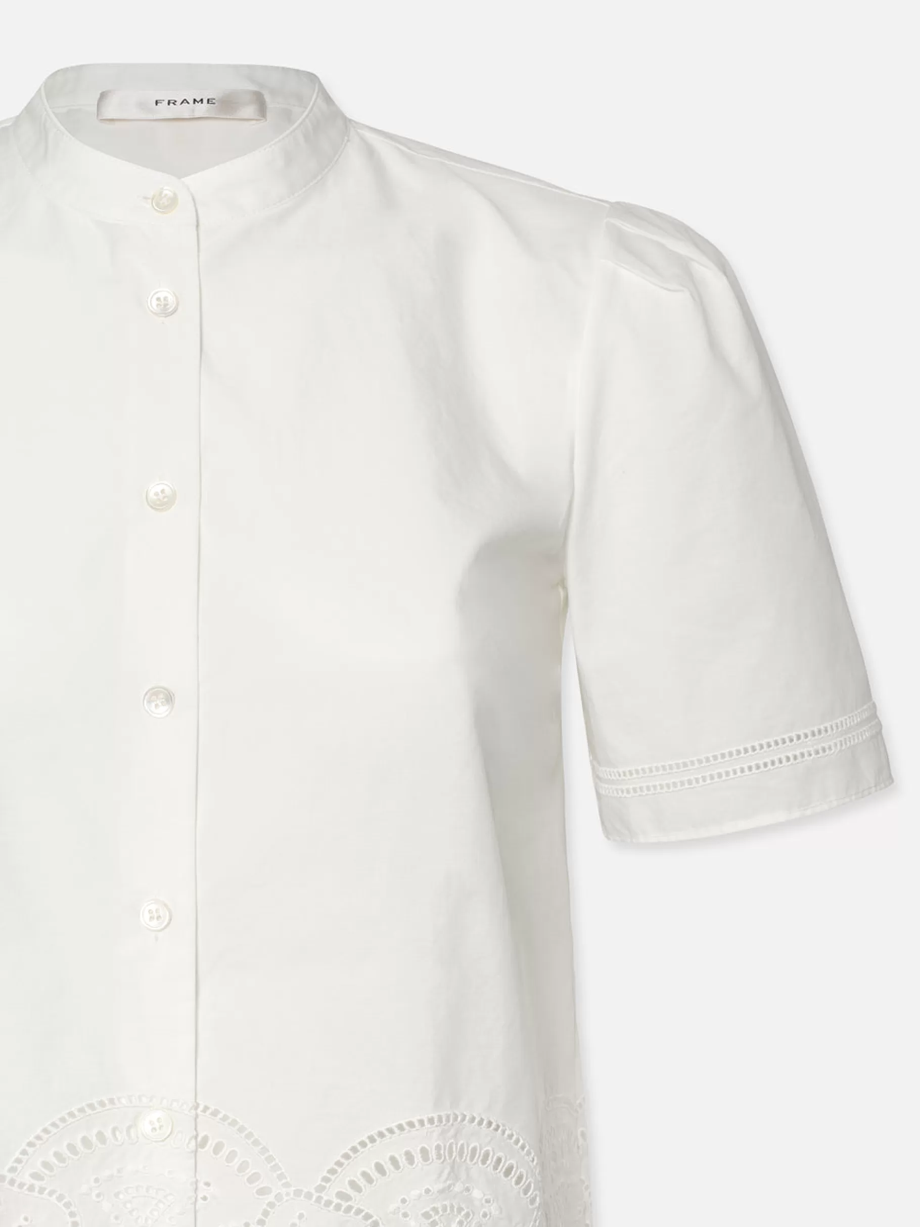 embroidered_short_sleeve_shirt__in__white_2.webp Tops & Blouses*FRAME Embroidered Short Sleeve Shirt in White