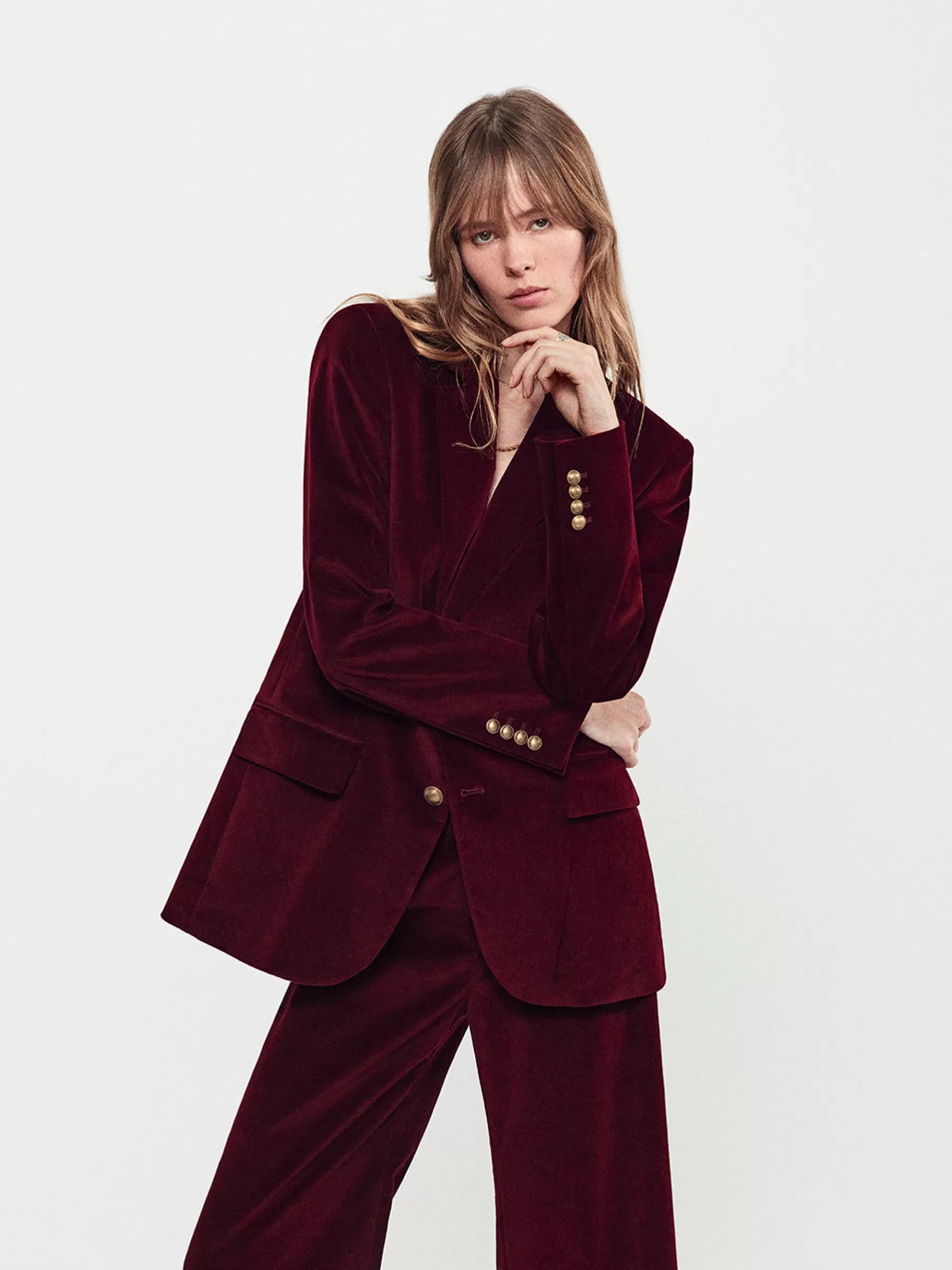 Jackets & Coats*FRAME Everyday Velvet Blazer in Wine