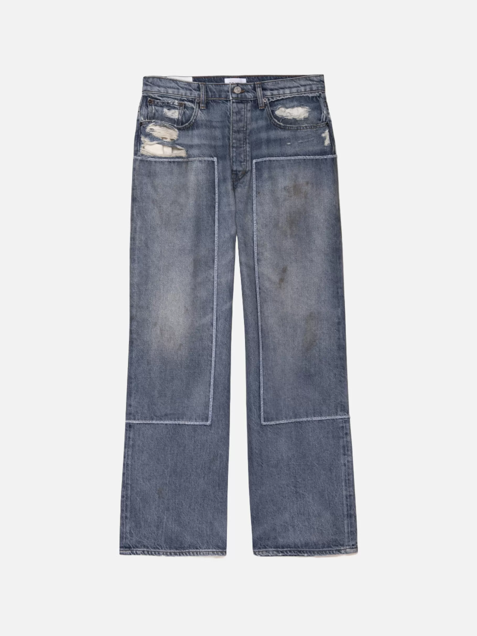 Wide Leg*FRAME Extra Wide Leg Jean Patched in Mcallen