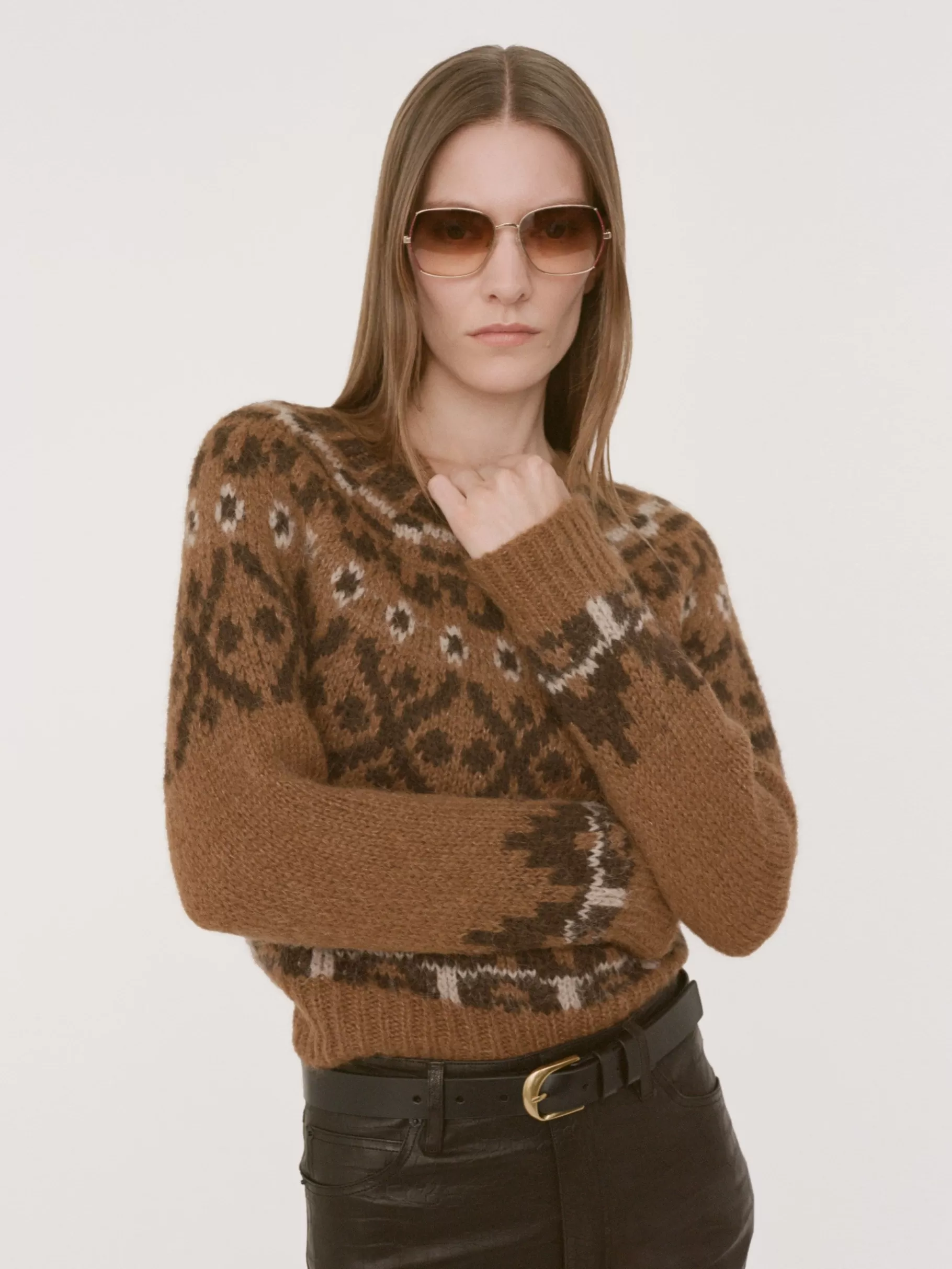 Sweaters*FRAME Fair Isle Sweater in Camel Multi Camelmulti
