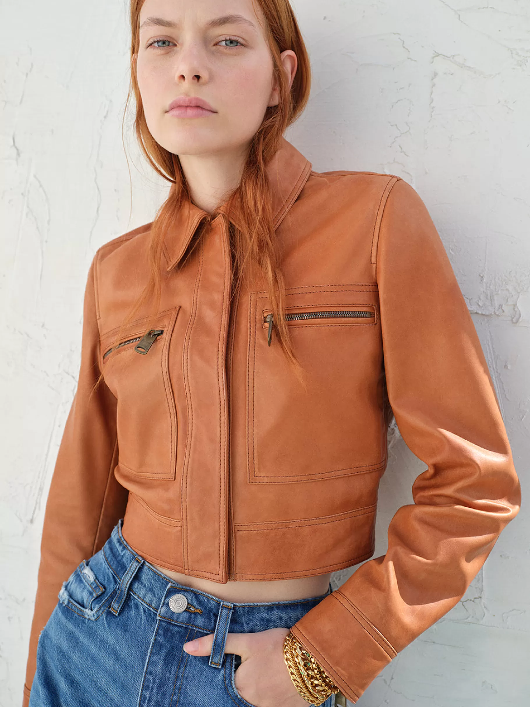 Leather & Suede | Jackets & Coats*FRAME Fitted Leather Moto Jacket in Light Whiskey Lightwhiskey