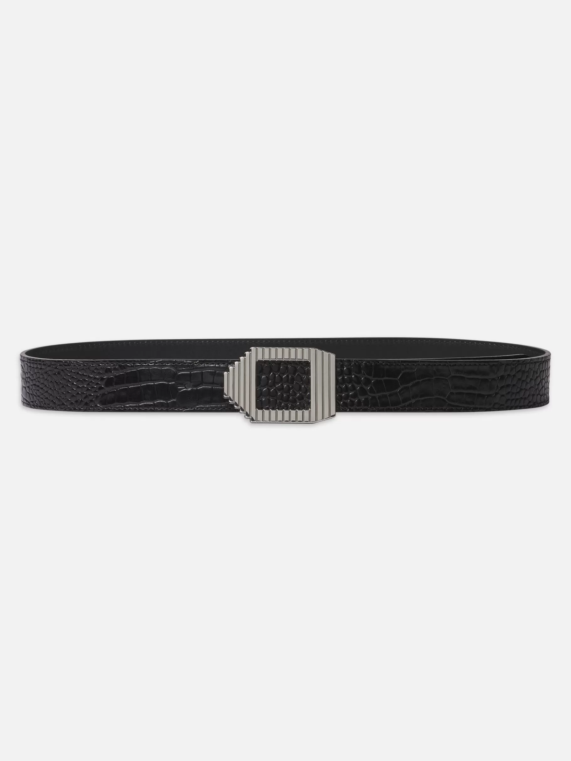 Belts | All Accessories & Shoes*FRAME Geometric Buckle Belt in Black Croc Blackcroc