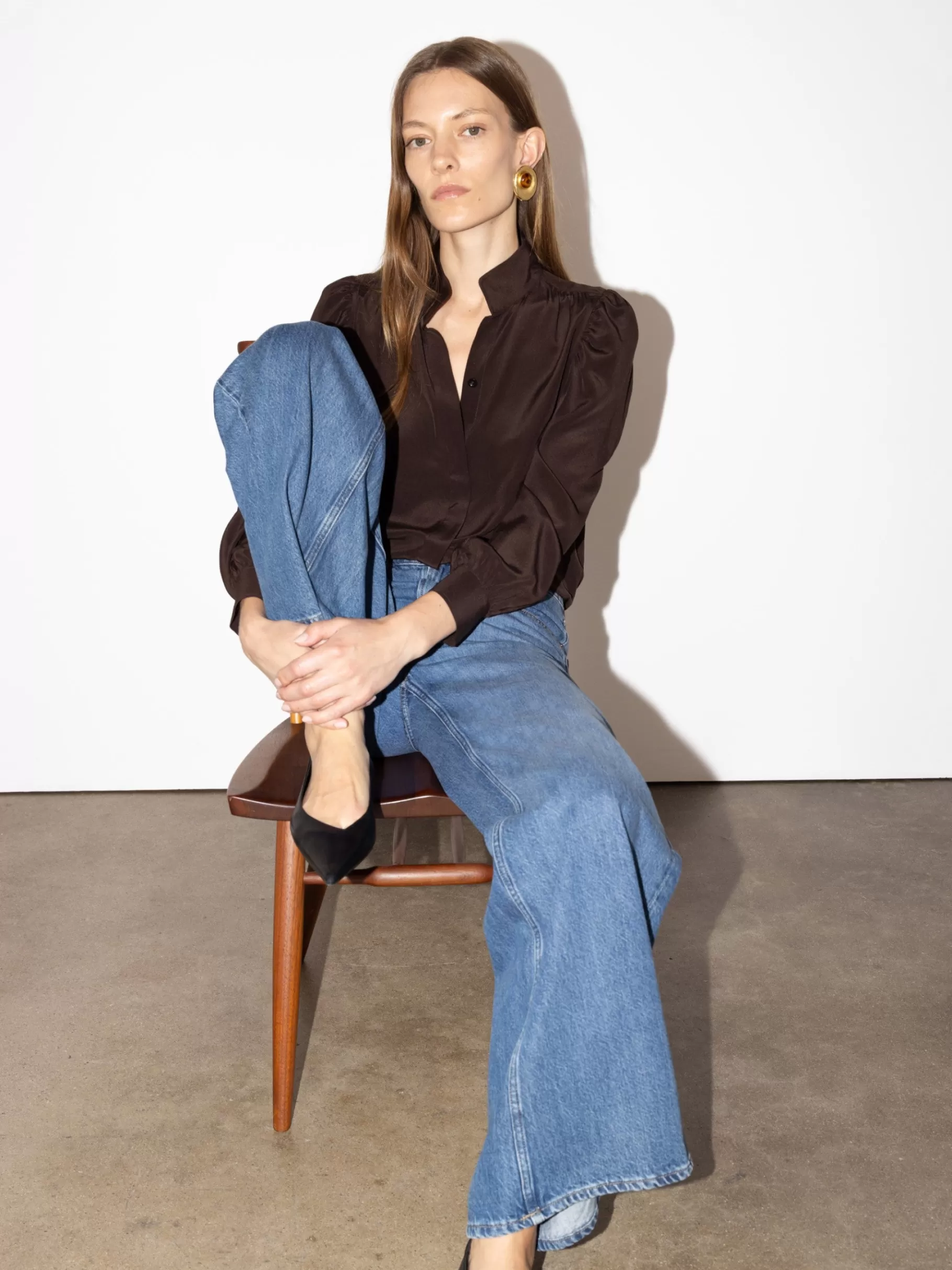 Tops & Blouses*FRAME Gillian Long Sleeve Top in Espresso