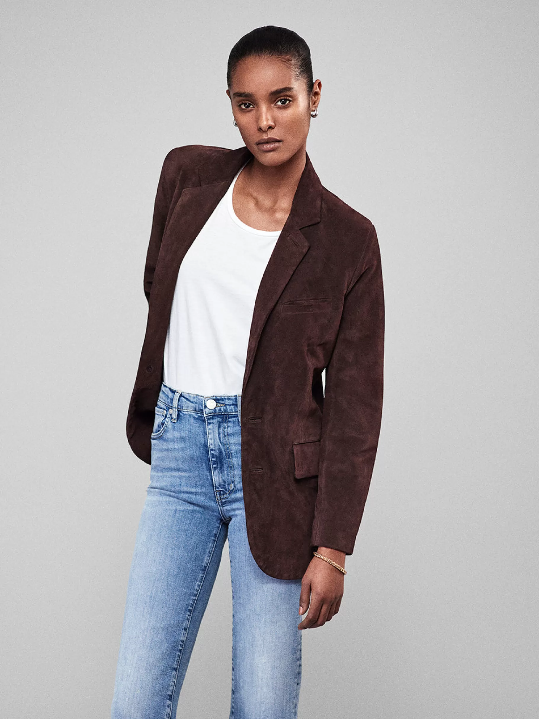 Leather & Suede | Jackets & Coats*FRAME Grandfather Suede Blazer in Chocolate Brown Chocolatebrown