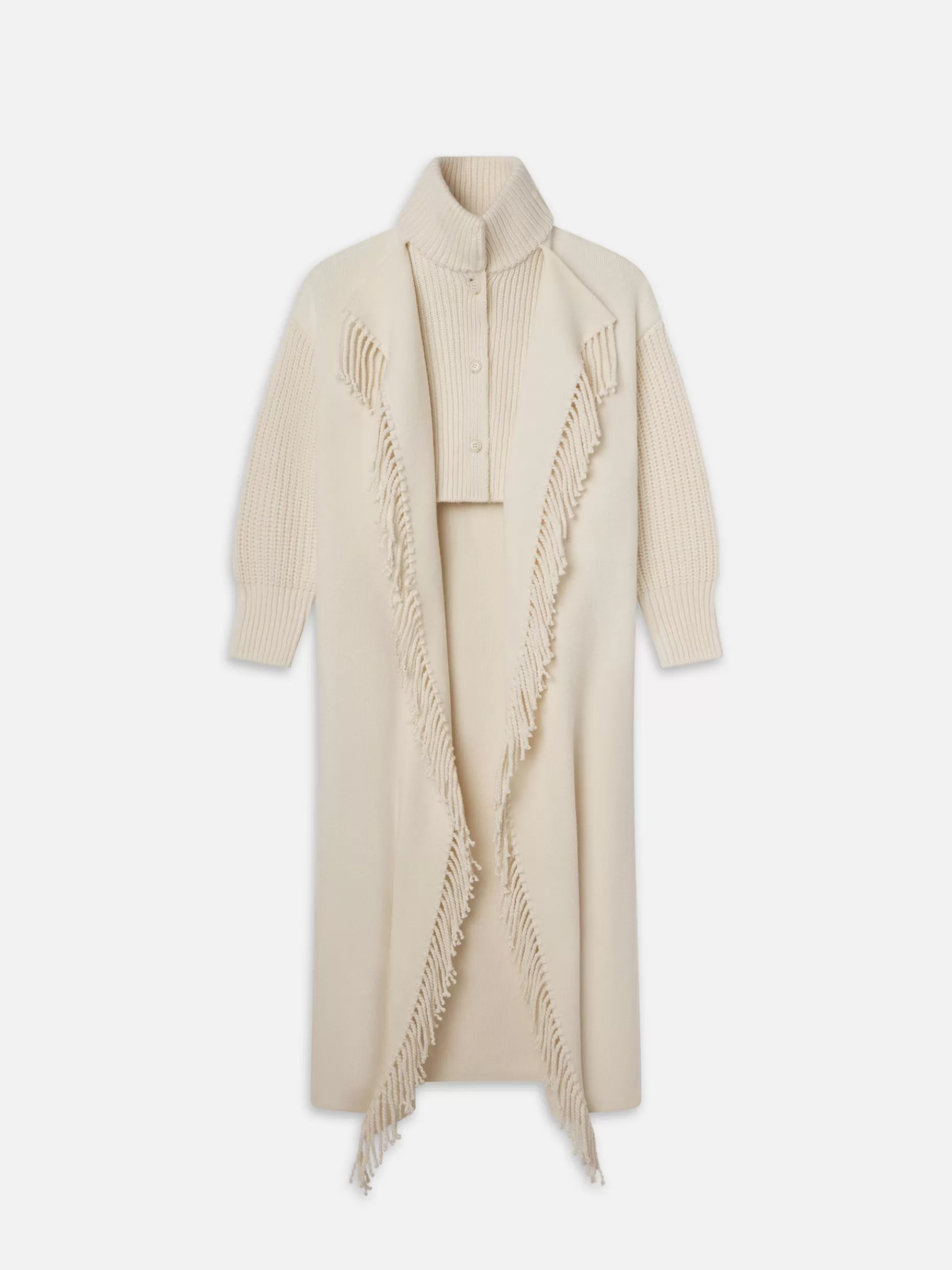 Jackets & Coats*FRAME Jacquard Fringe Coat in Stone
