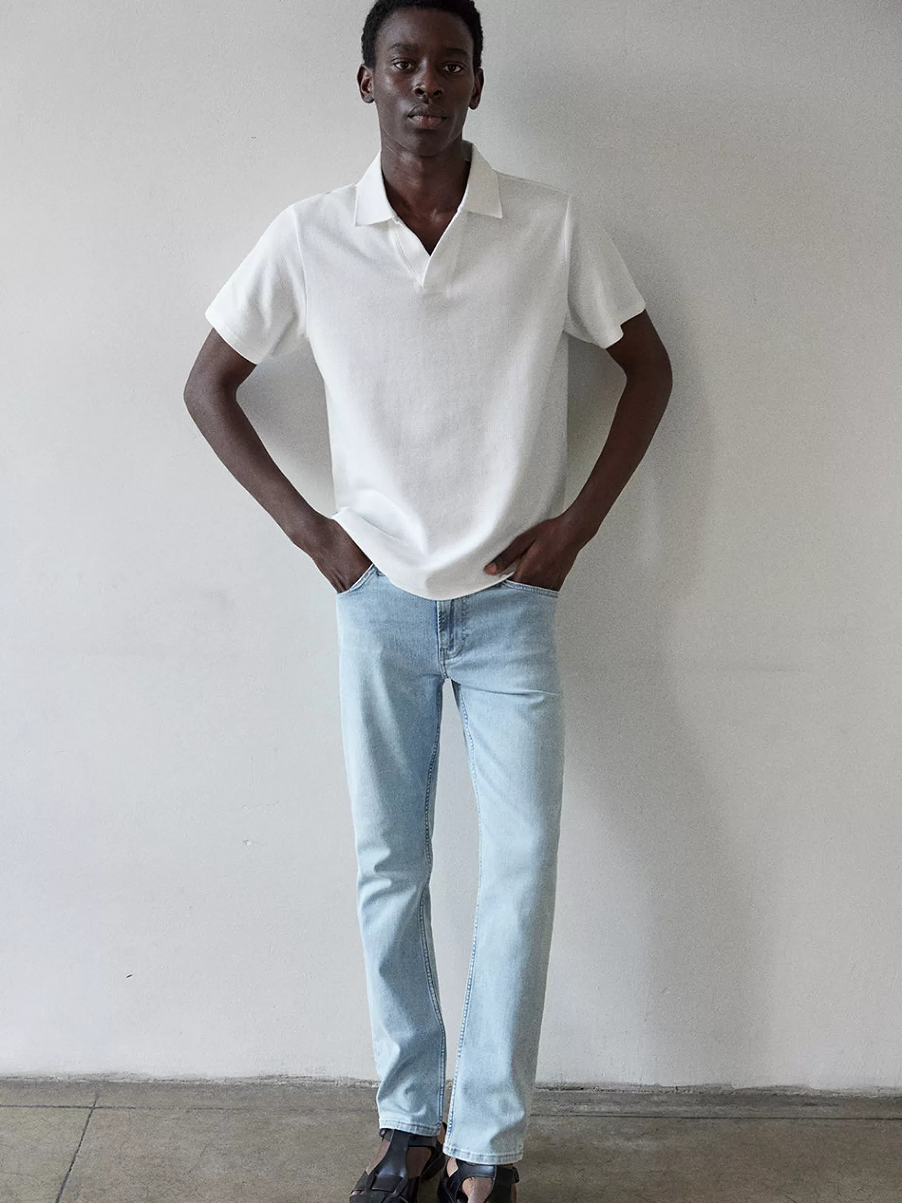 Tees & Polos*FRAME Jacquard Polo in Off White Offwhite