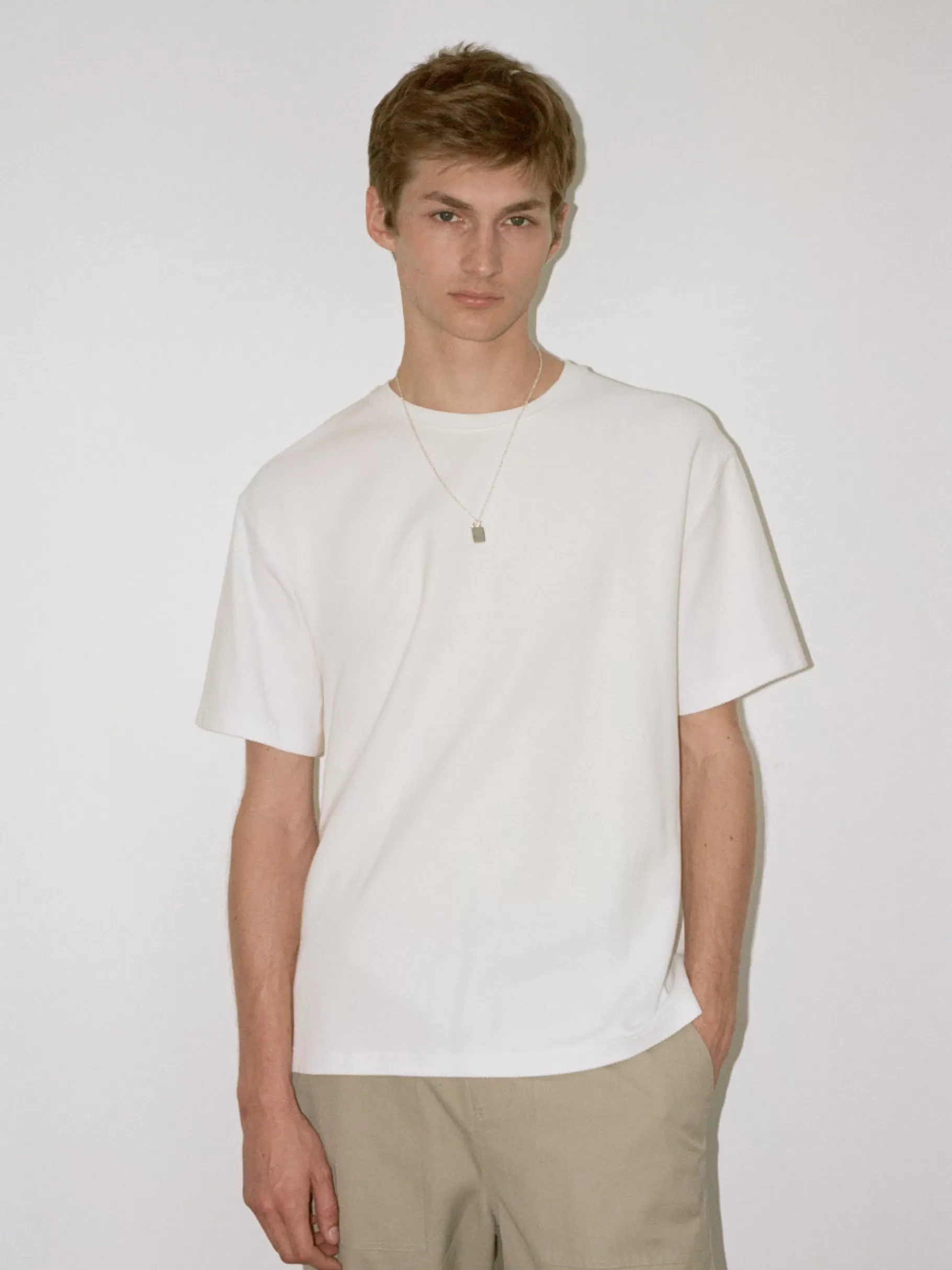Tees & Polos*FRAME Jacquard Relaxed Tee in Off White Offwhite