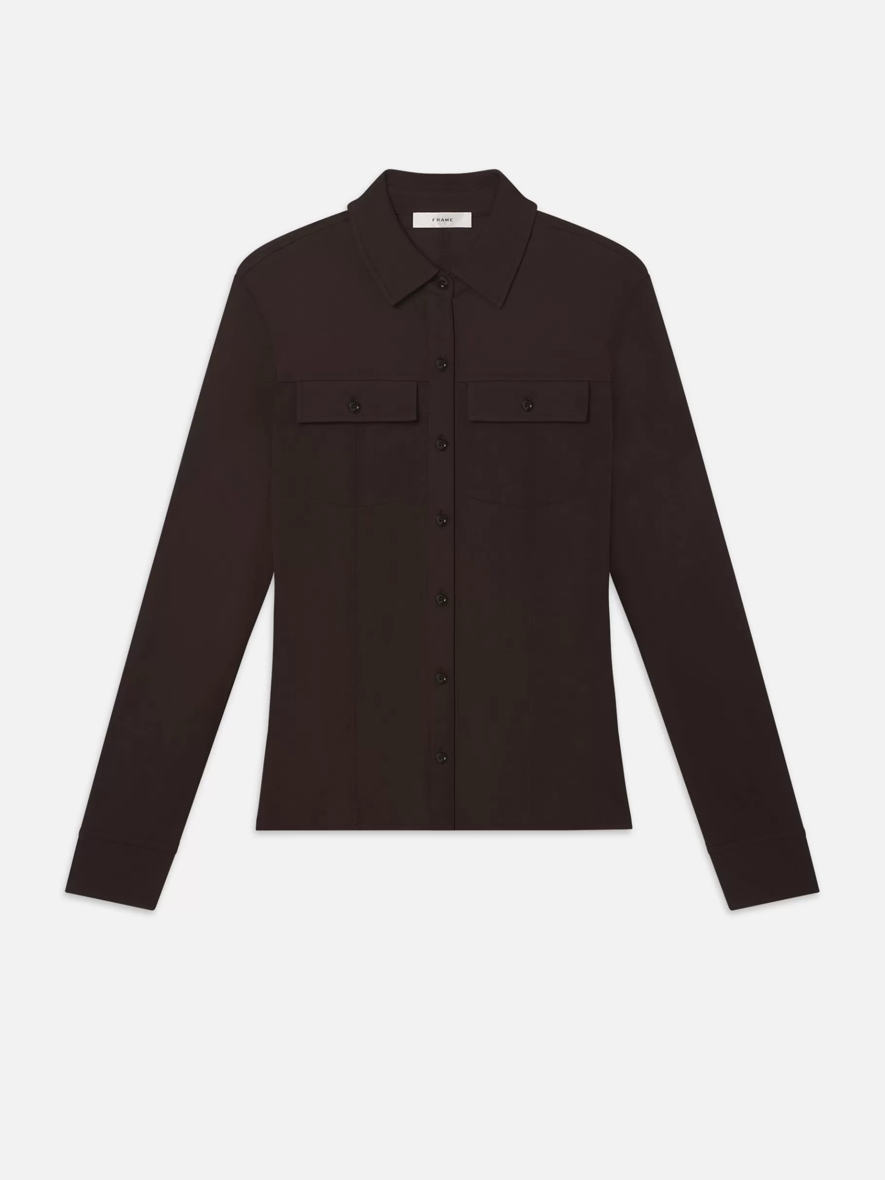 Tops & Blouses*FRAME Jersey Button Up Shirt in Chocolate Brown Chocolatebrown