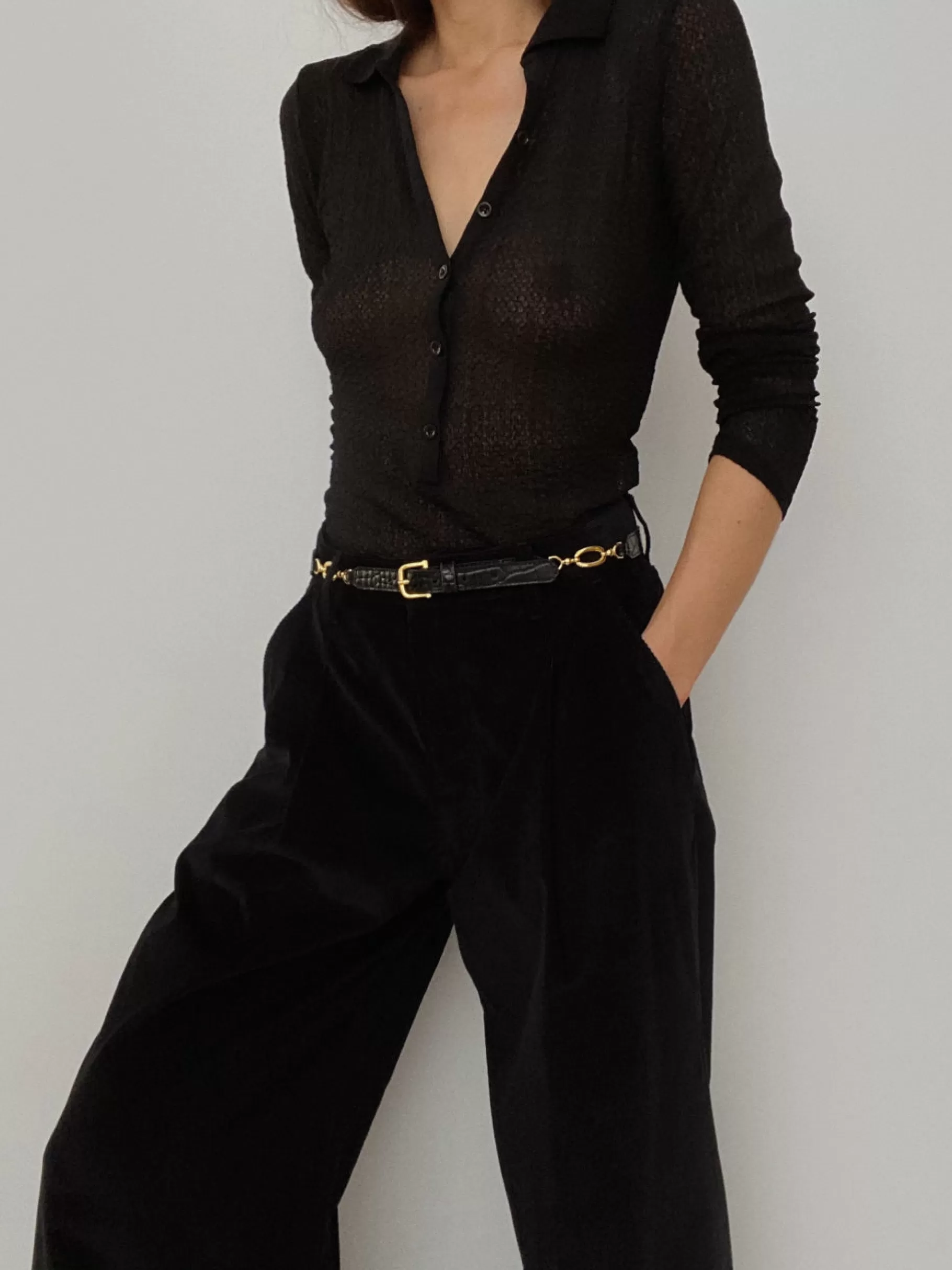 Belts | All Accessories & Shoes*FRAME Jewelry Detail Belt in Black Croc Blackcroc