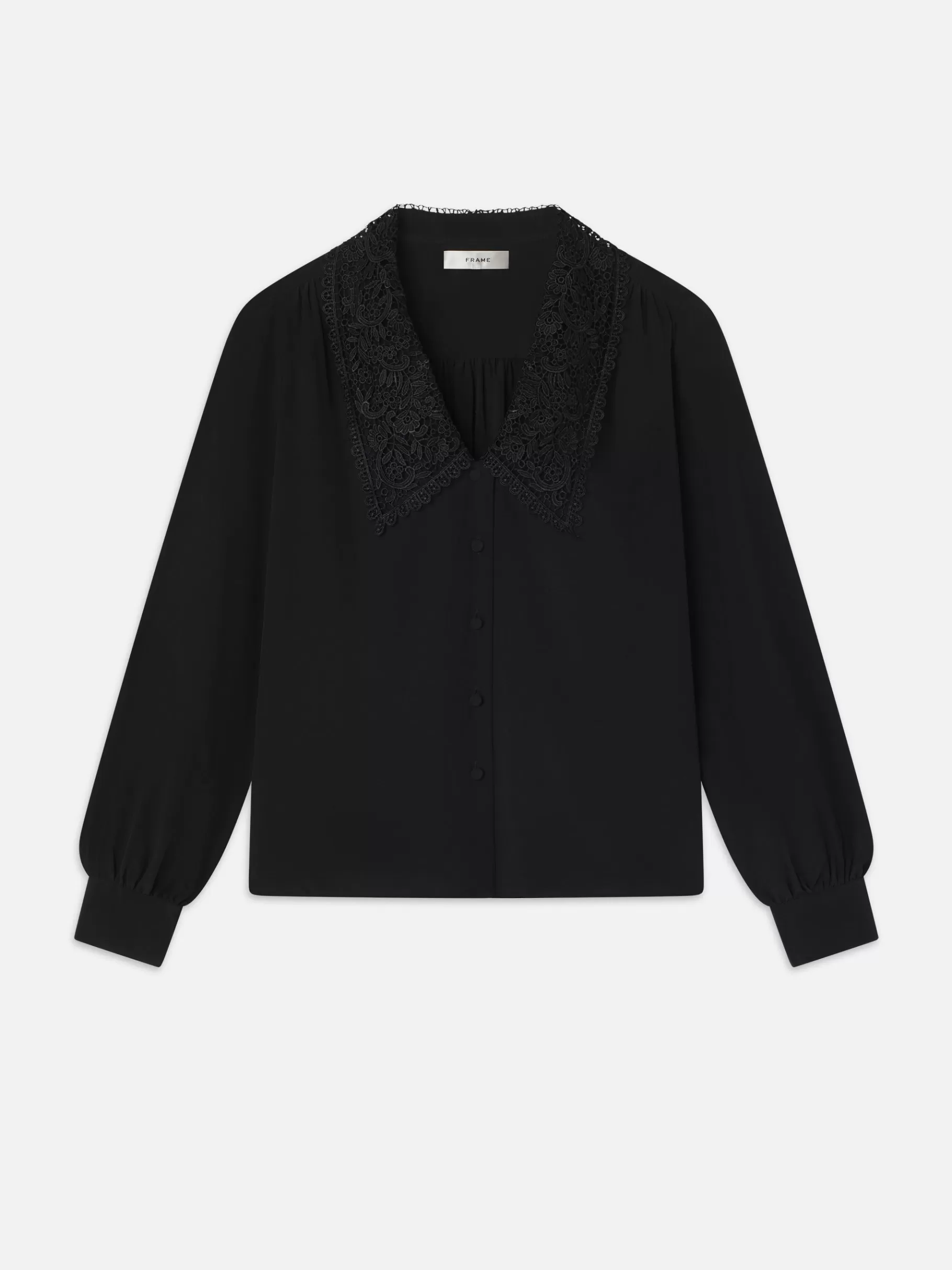 Tops & Blouses*FRAME Lace Collar Blouse in Black