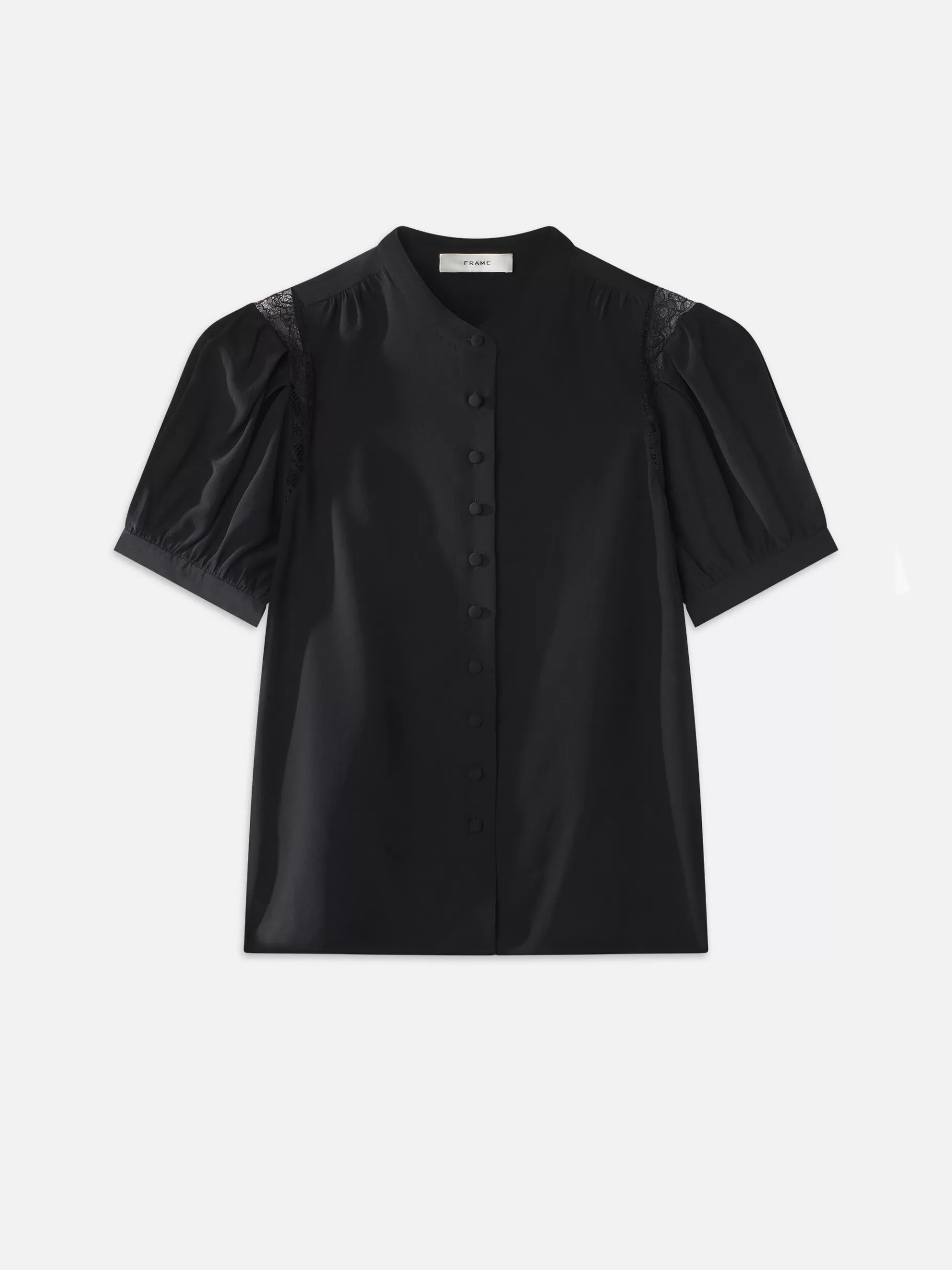 Tops & Blouses*FRAME Lace Shoulder Inset Blouse in Black