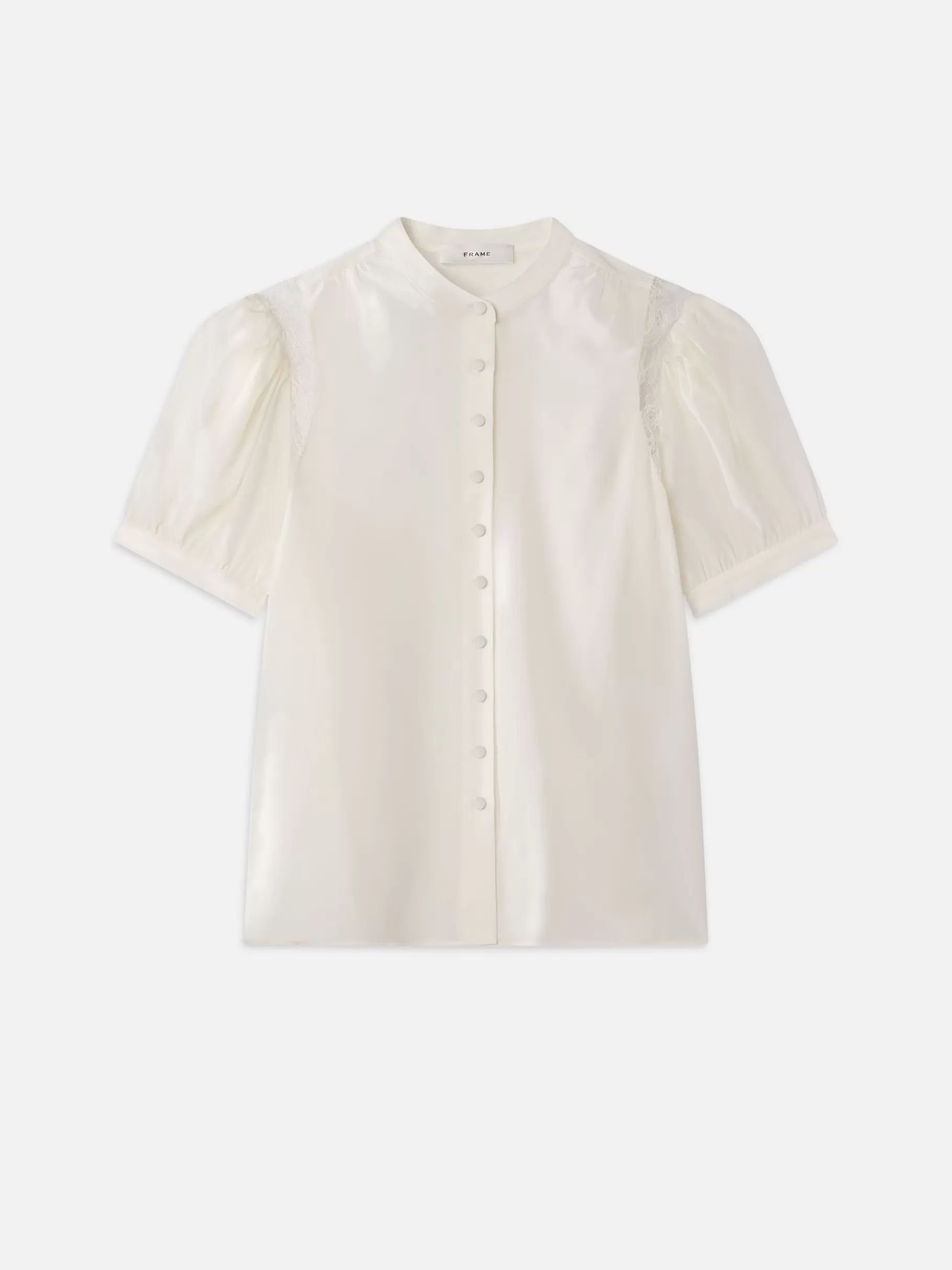 Tops & Blouses*FRAME Lace Shoulder Inset Blouse in Cream