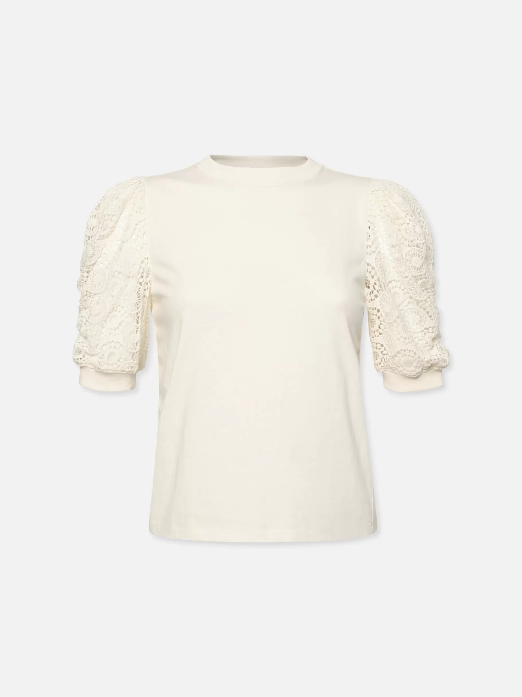 Tanks & Tees*FRAME Lace Sleeve Frankie Tee in Cream
