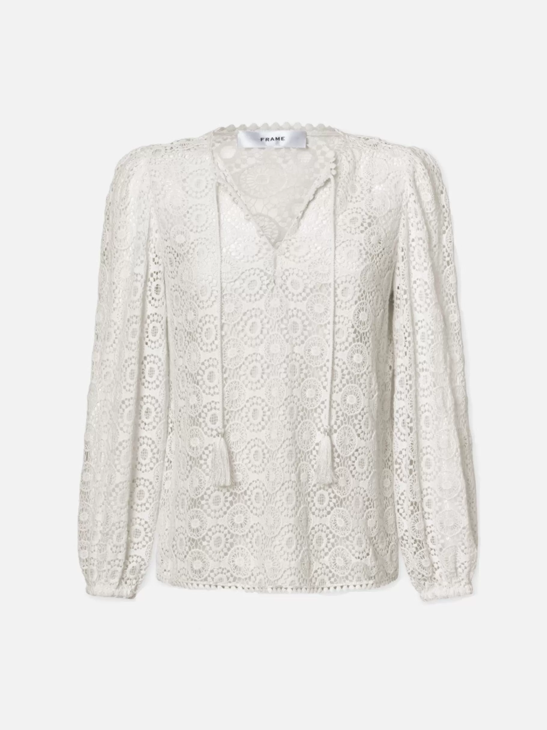 Tops & Blouses*FRAME Lace Tassel Popover in Cream