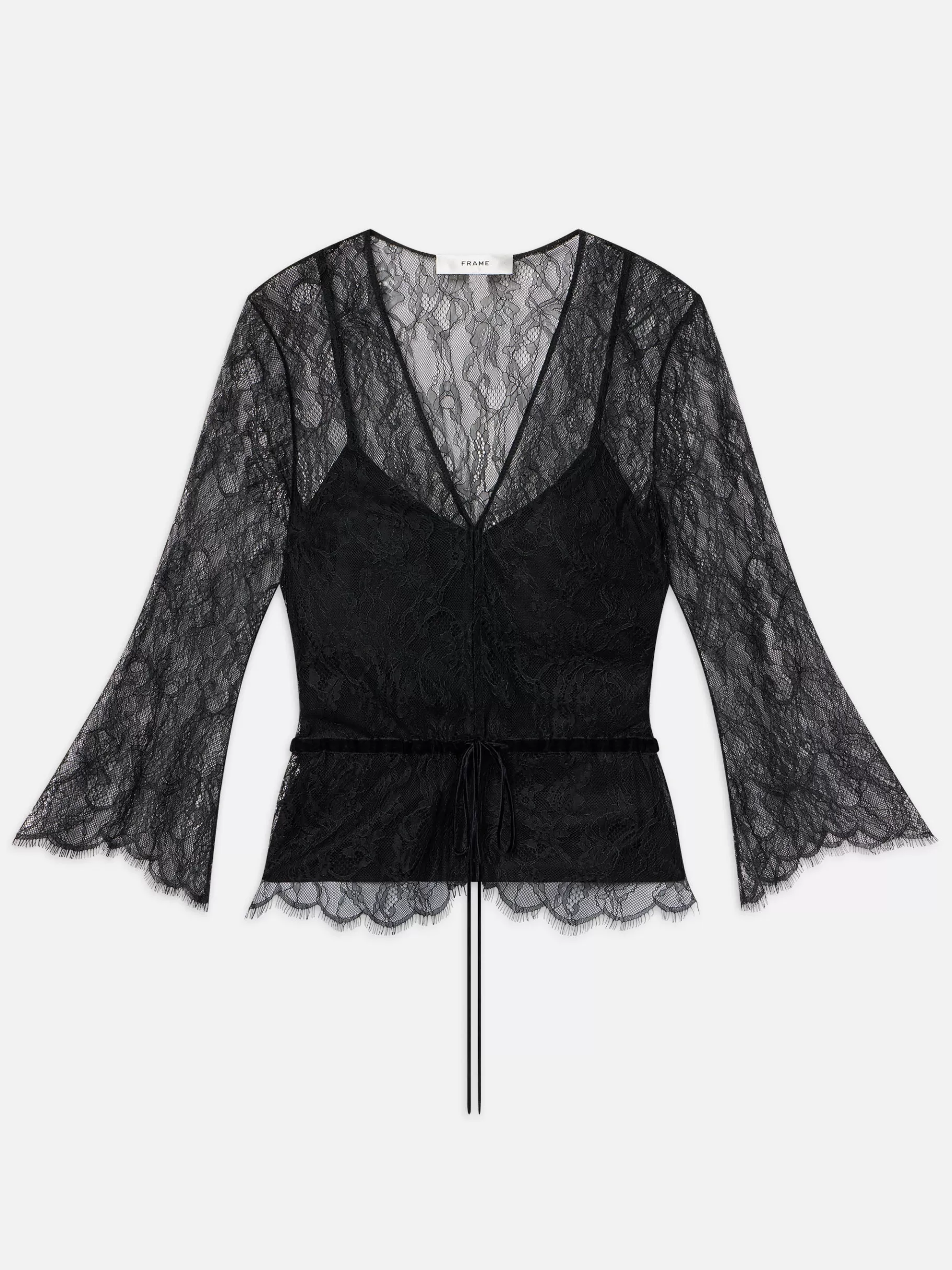 Tops & Blouses*FRAME Lace V-Neck Blouse in Black