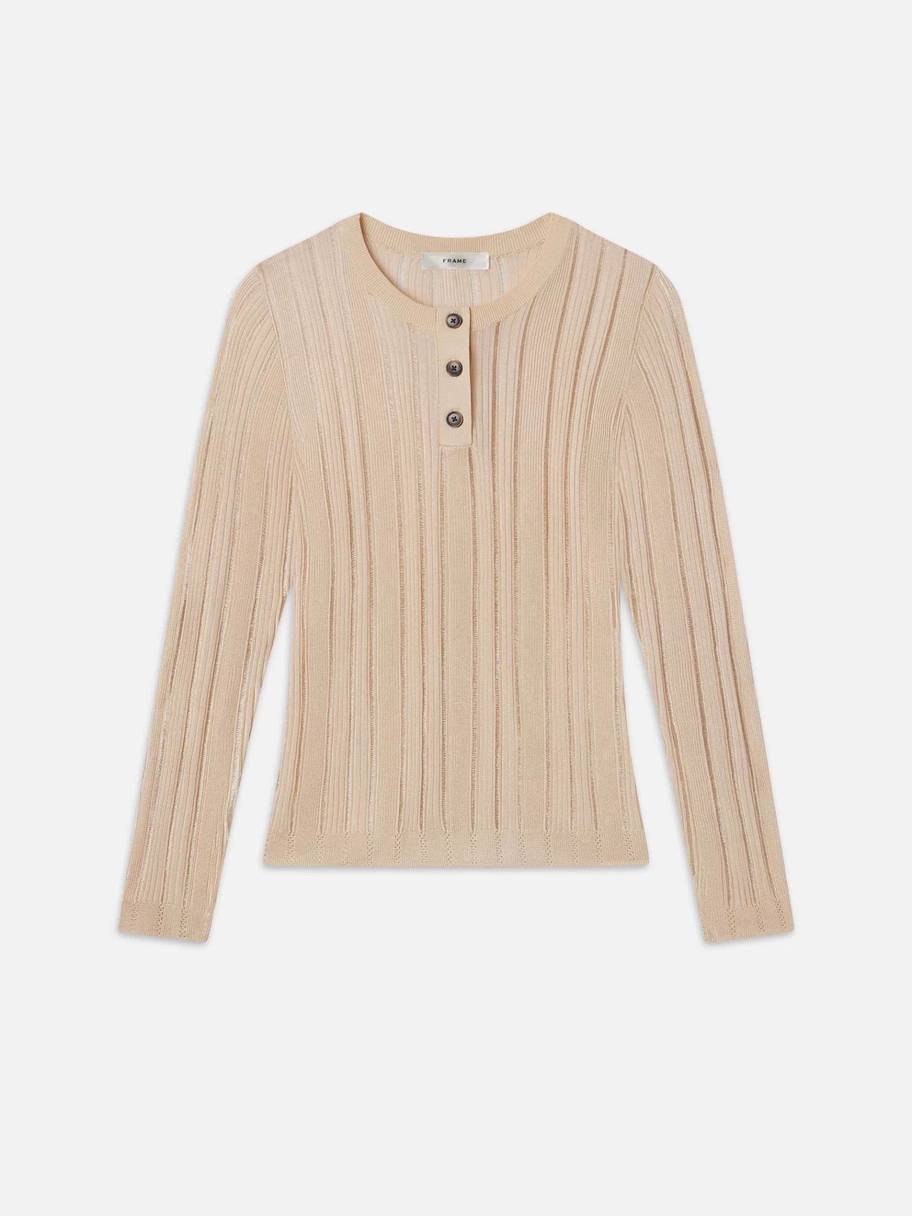 Tops & Blouses*FRAME Laddered Rib Henley in Cream