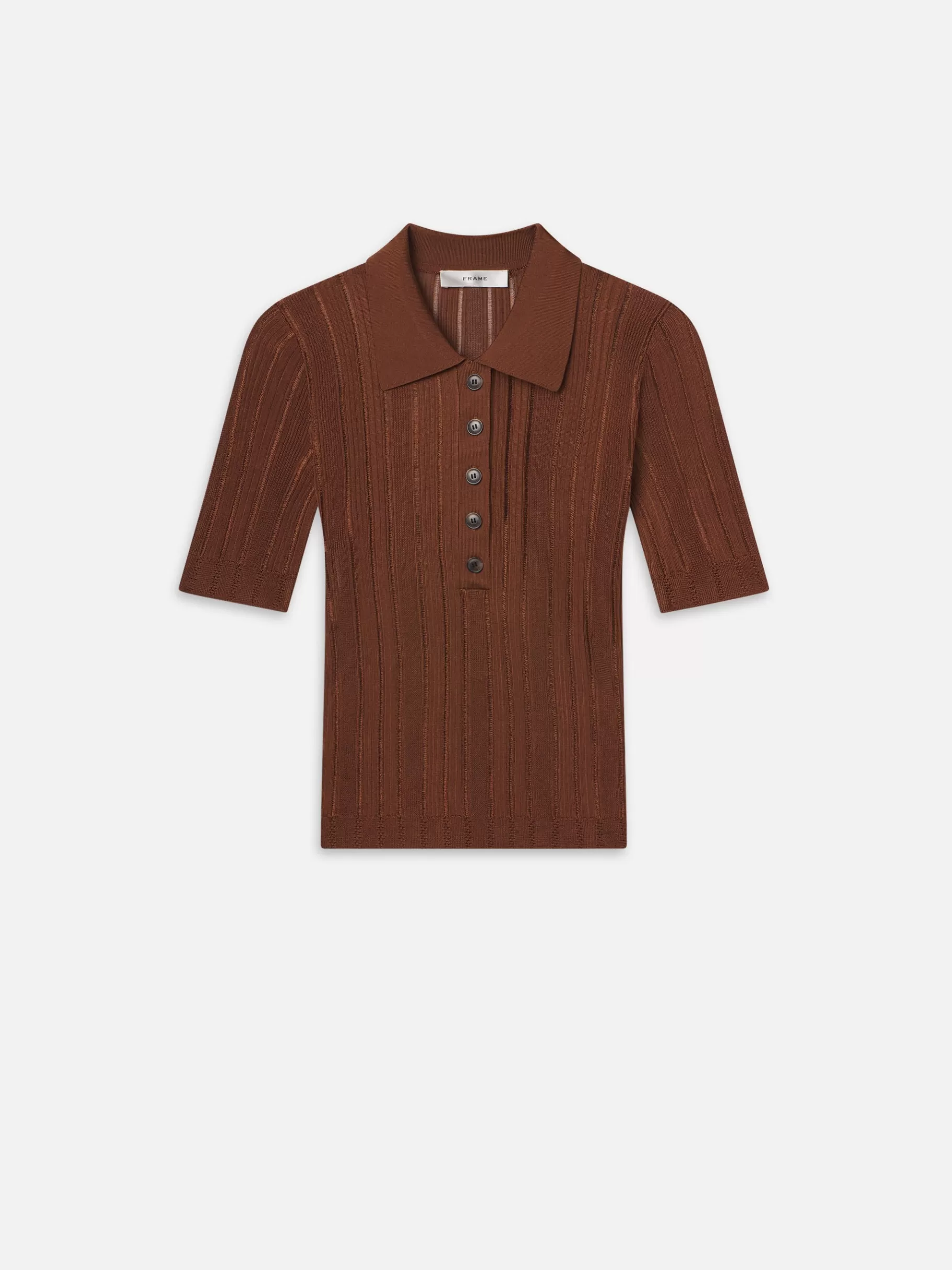 Tops & Blouses*FRAME Laddered Rib Polo in Light Camel Lightcamel