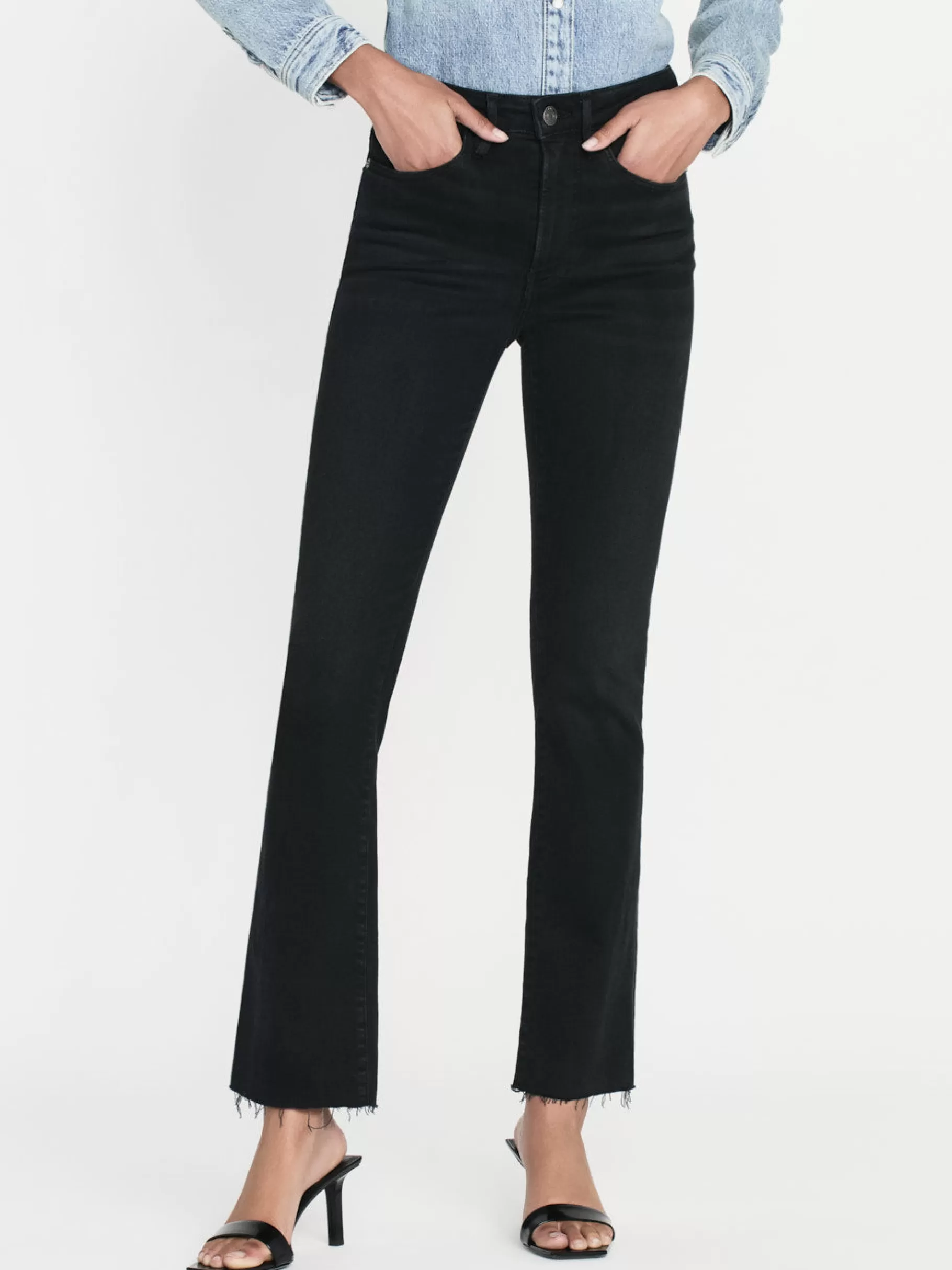 Bootcut*FRAME Le Crop Mini Boot Raw Fray in Blackthorn